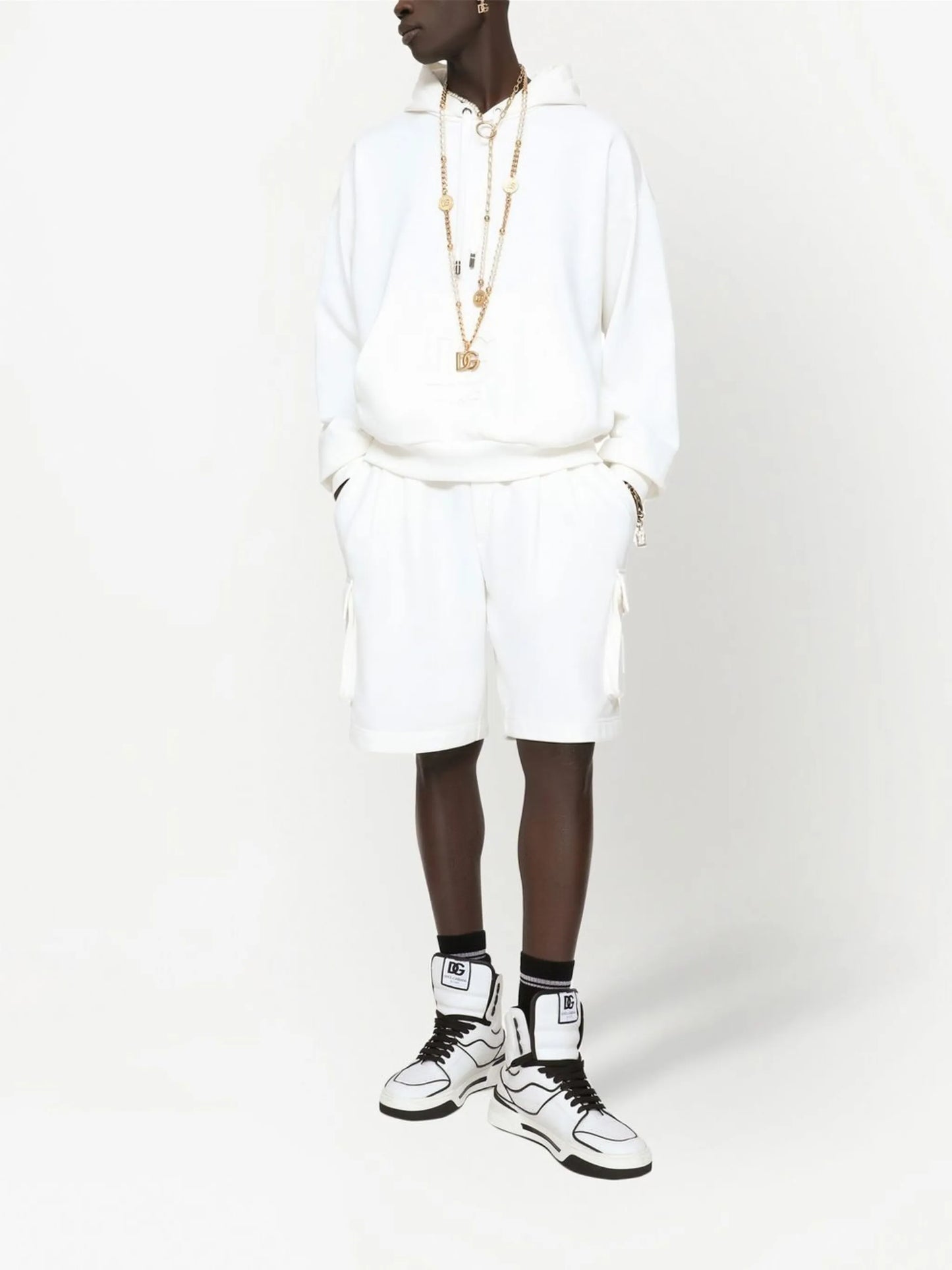 embossed-logo jersey hoodie