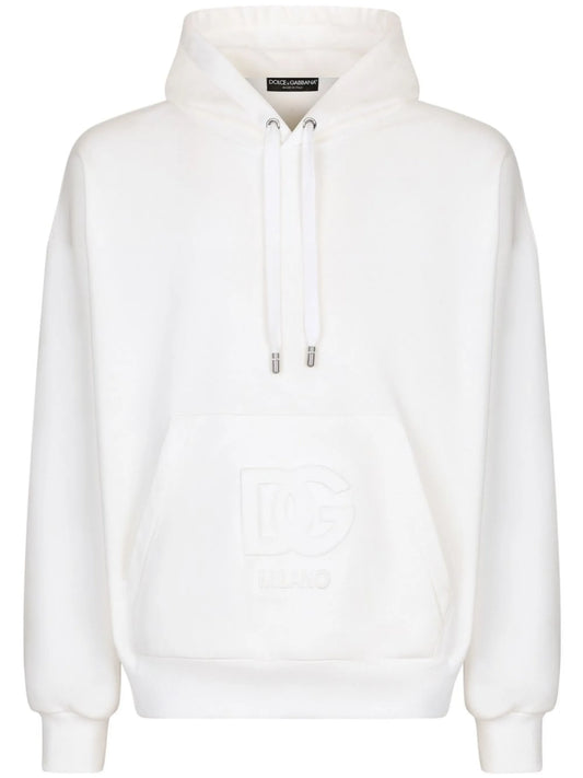 embossed-logo jersey hoodie