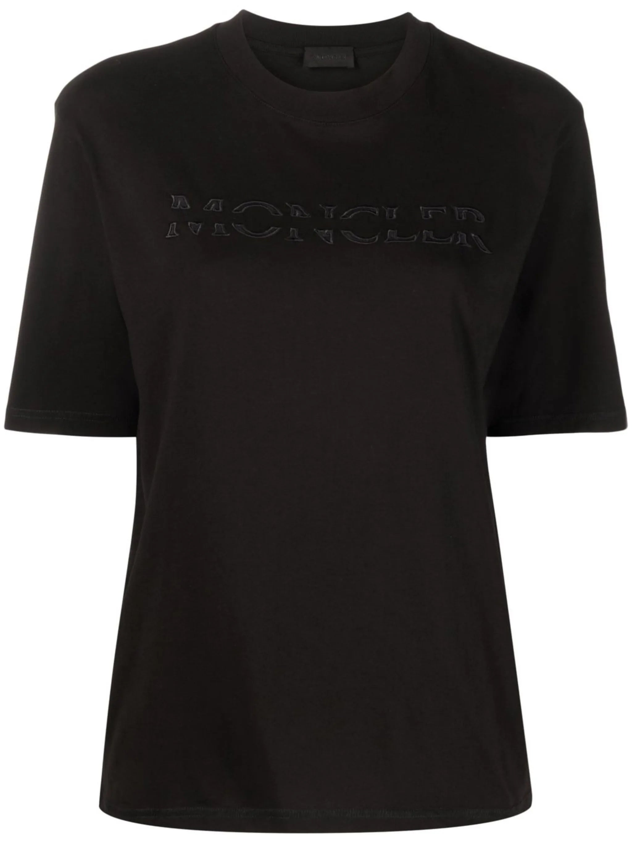 spliced embroidered-logo T-shirt