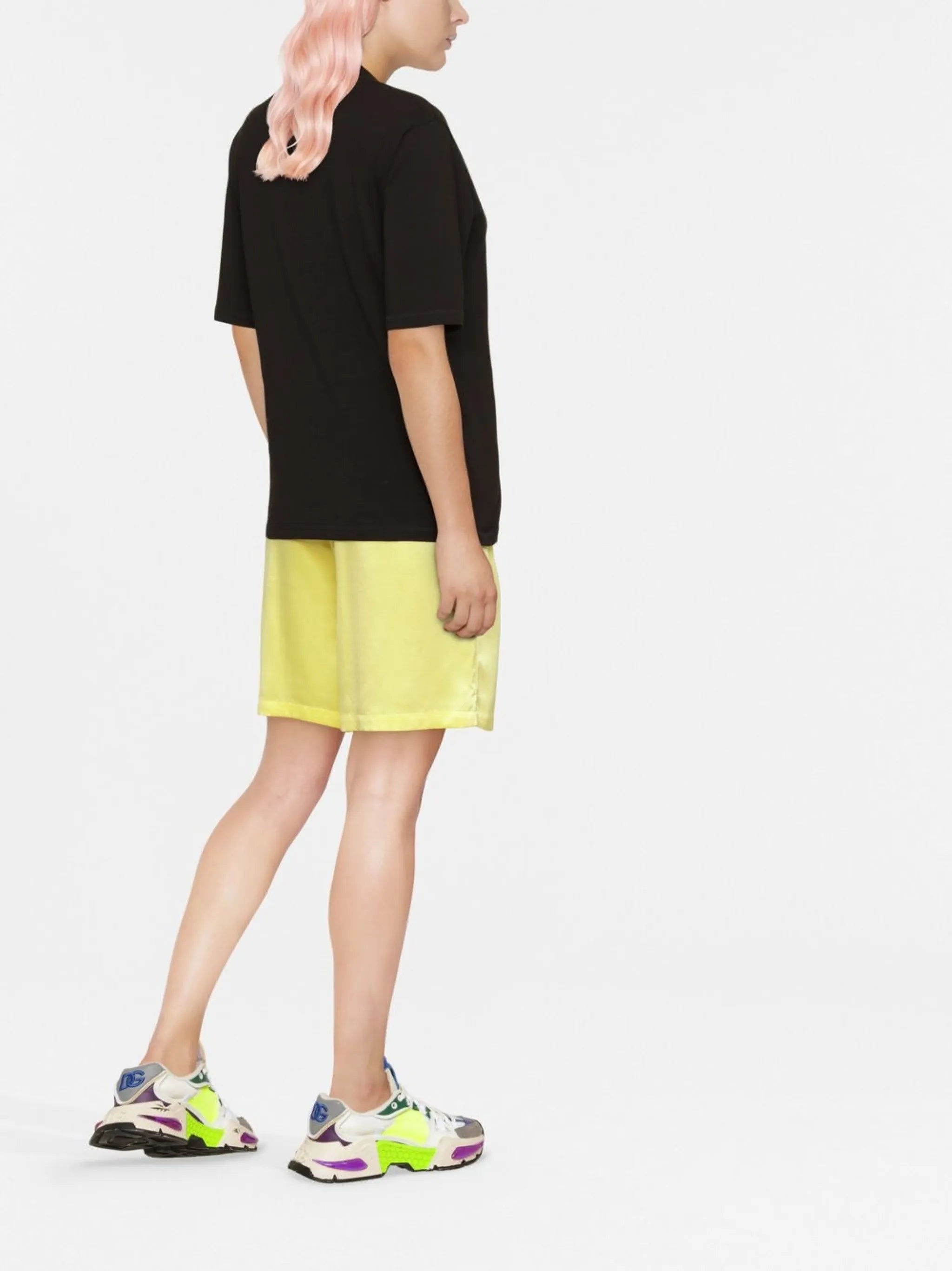 spliced embroidered-logo T-shirt