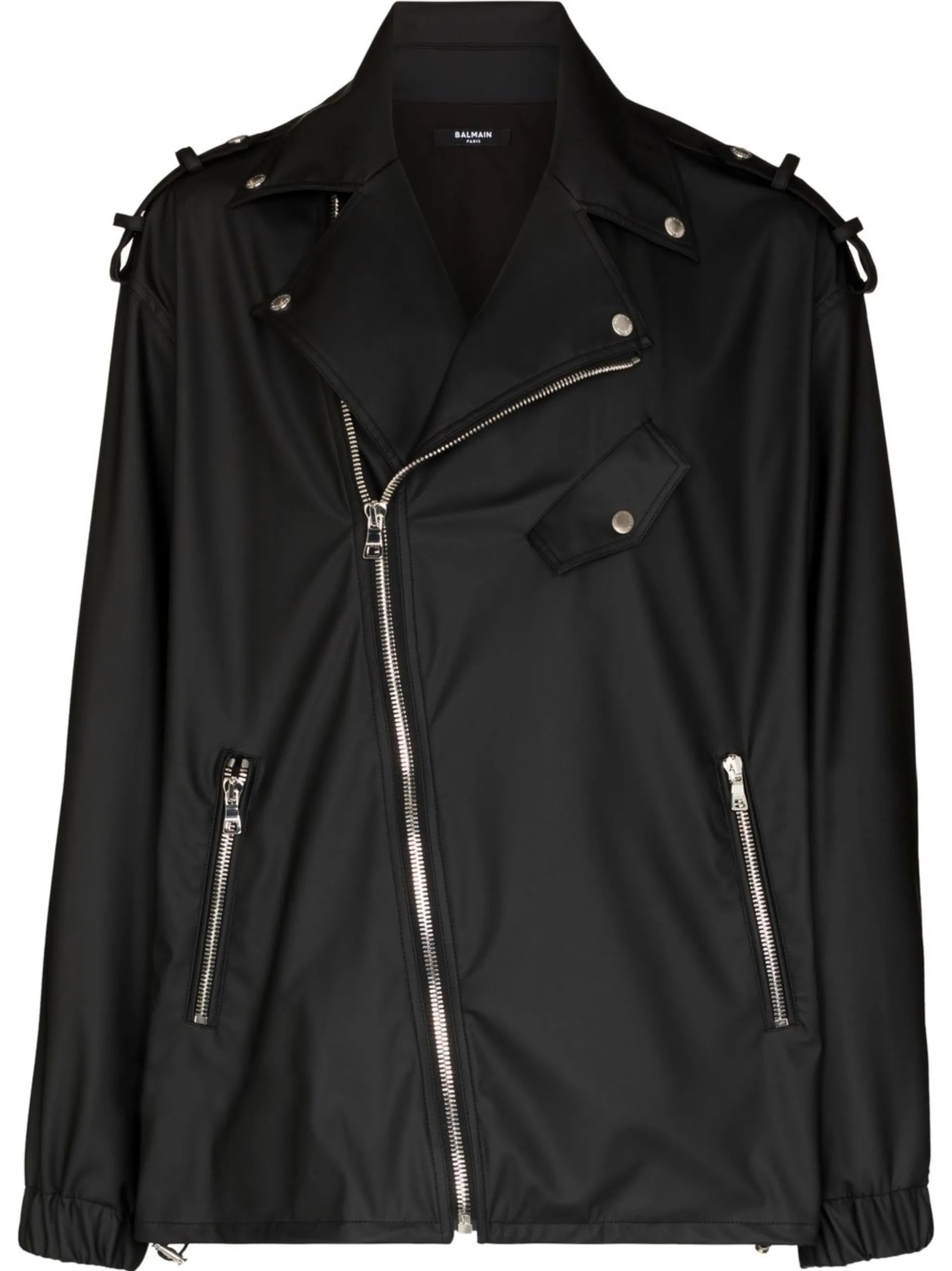 logo-print biker jacket
