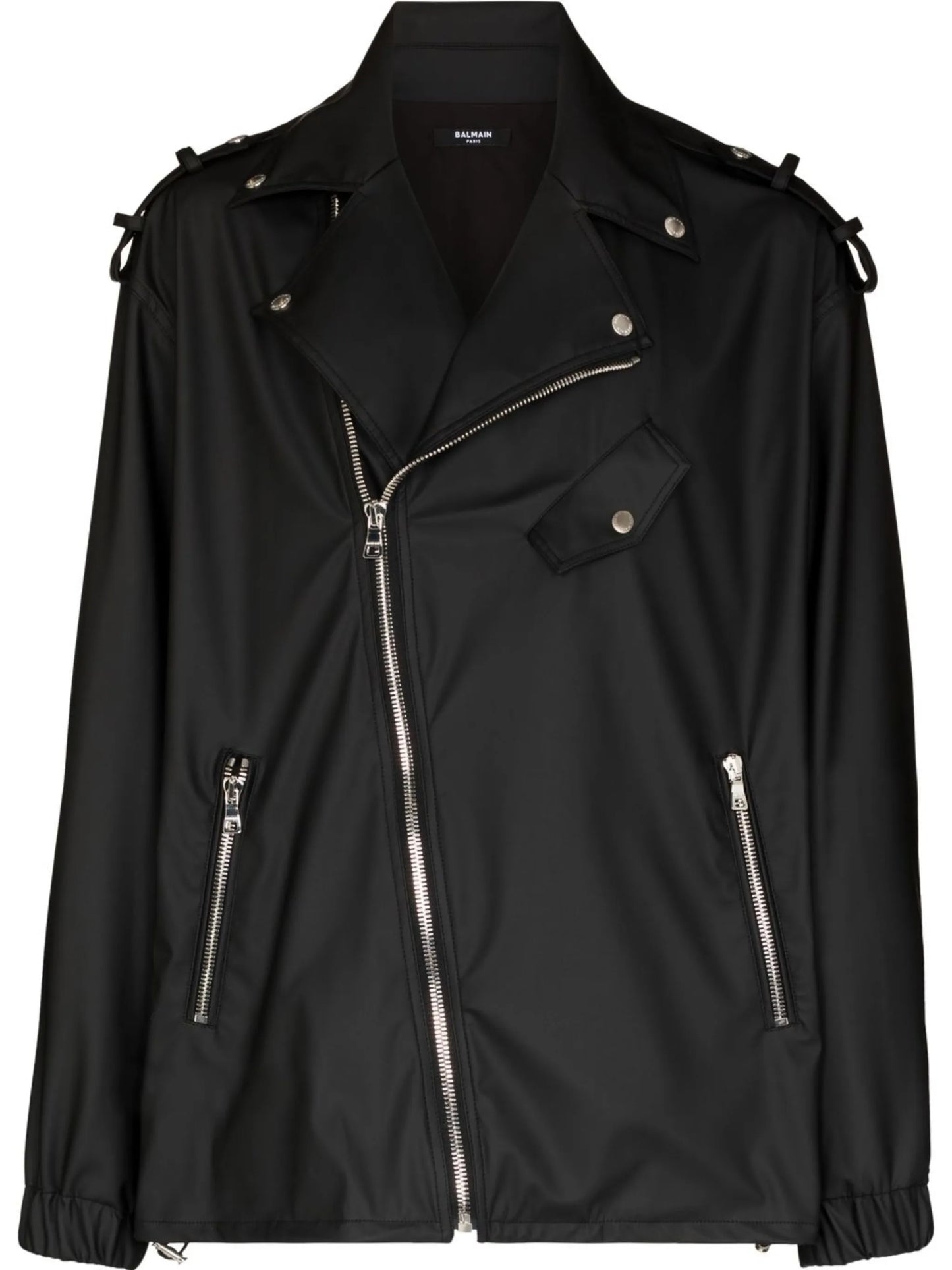 logo-print biker jacket
