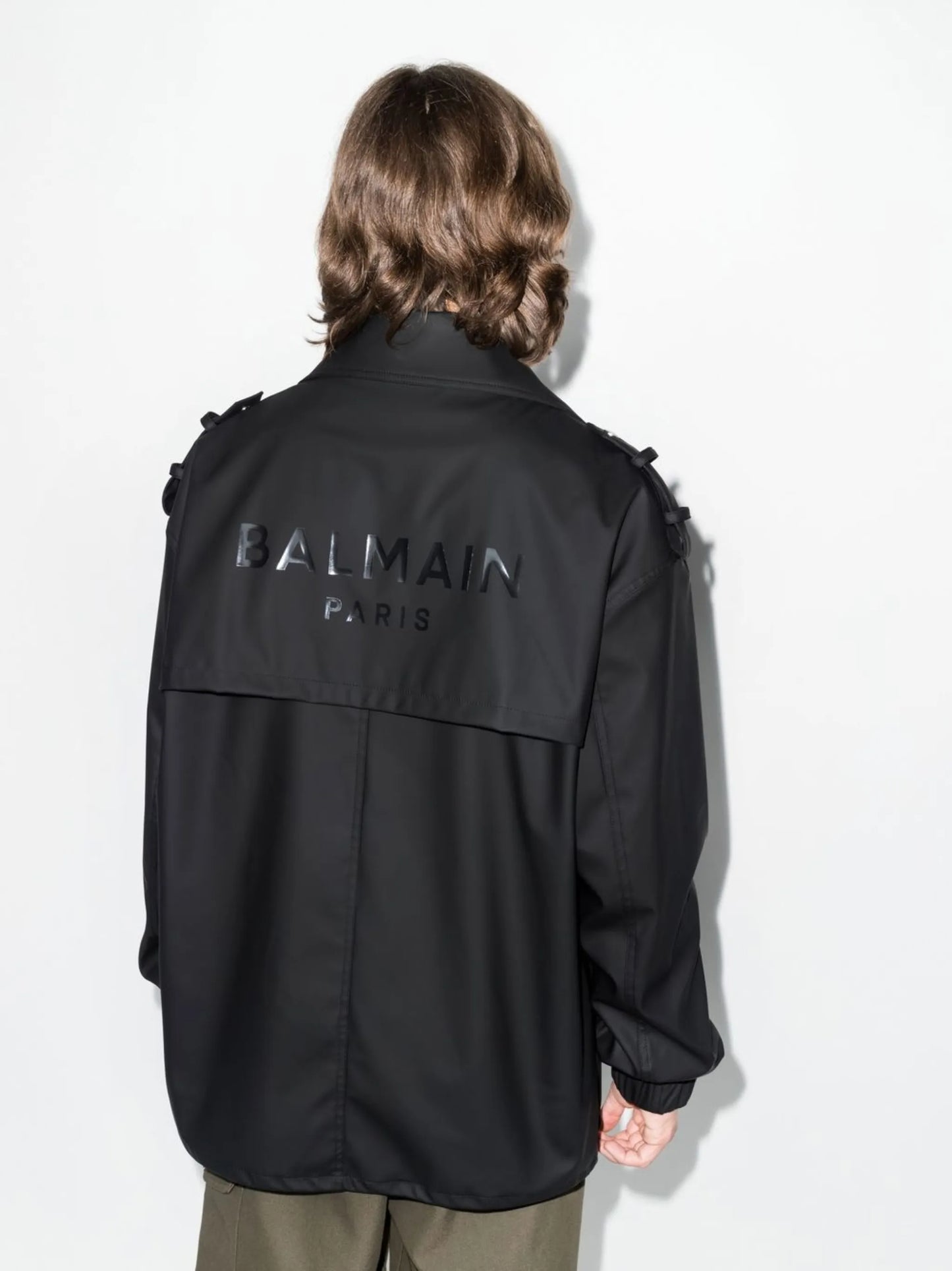 logo-print biker jacket