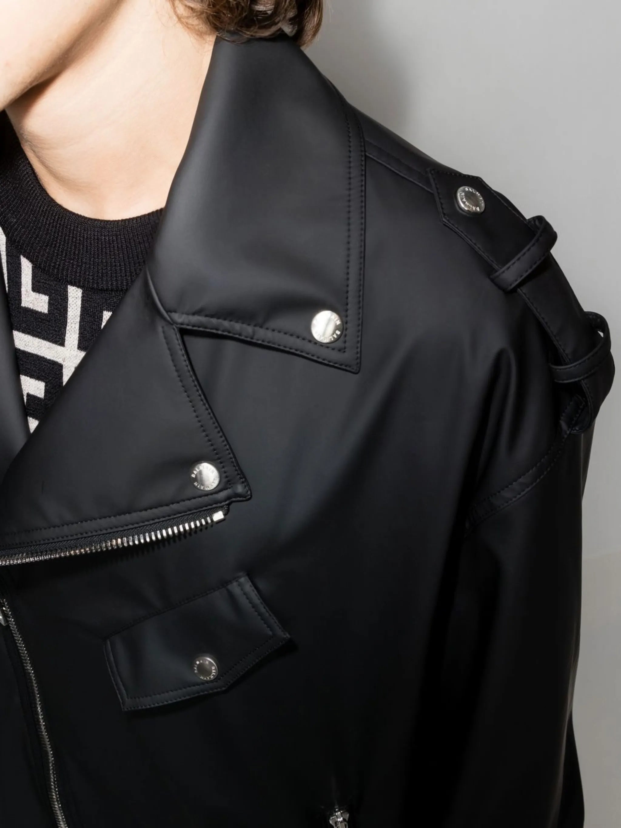 logo-print biker jacket