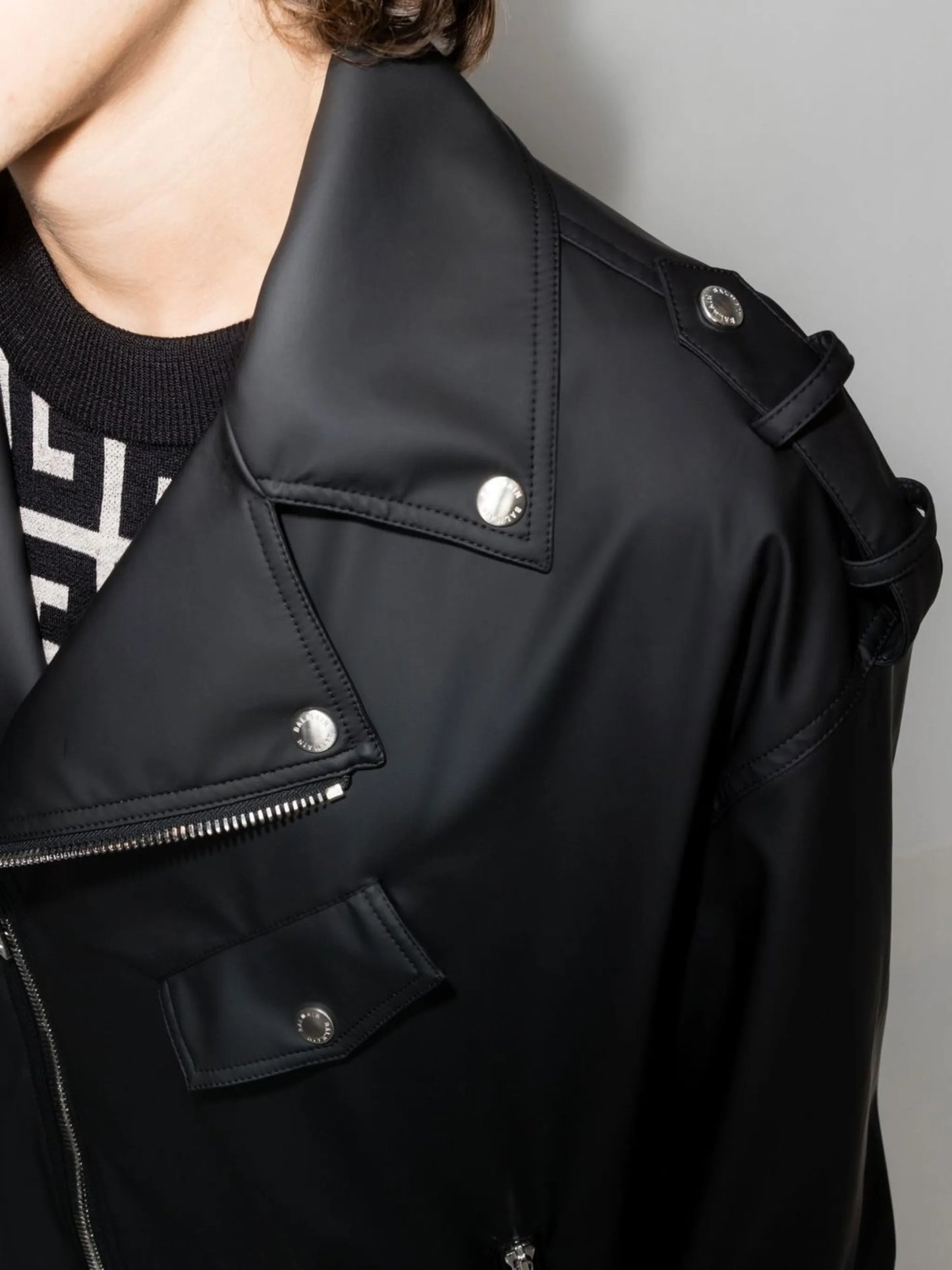 logo-print biker jacket