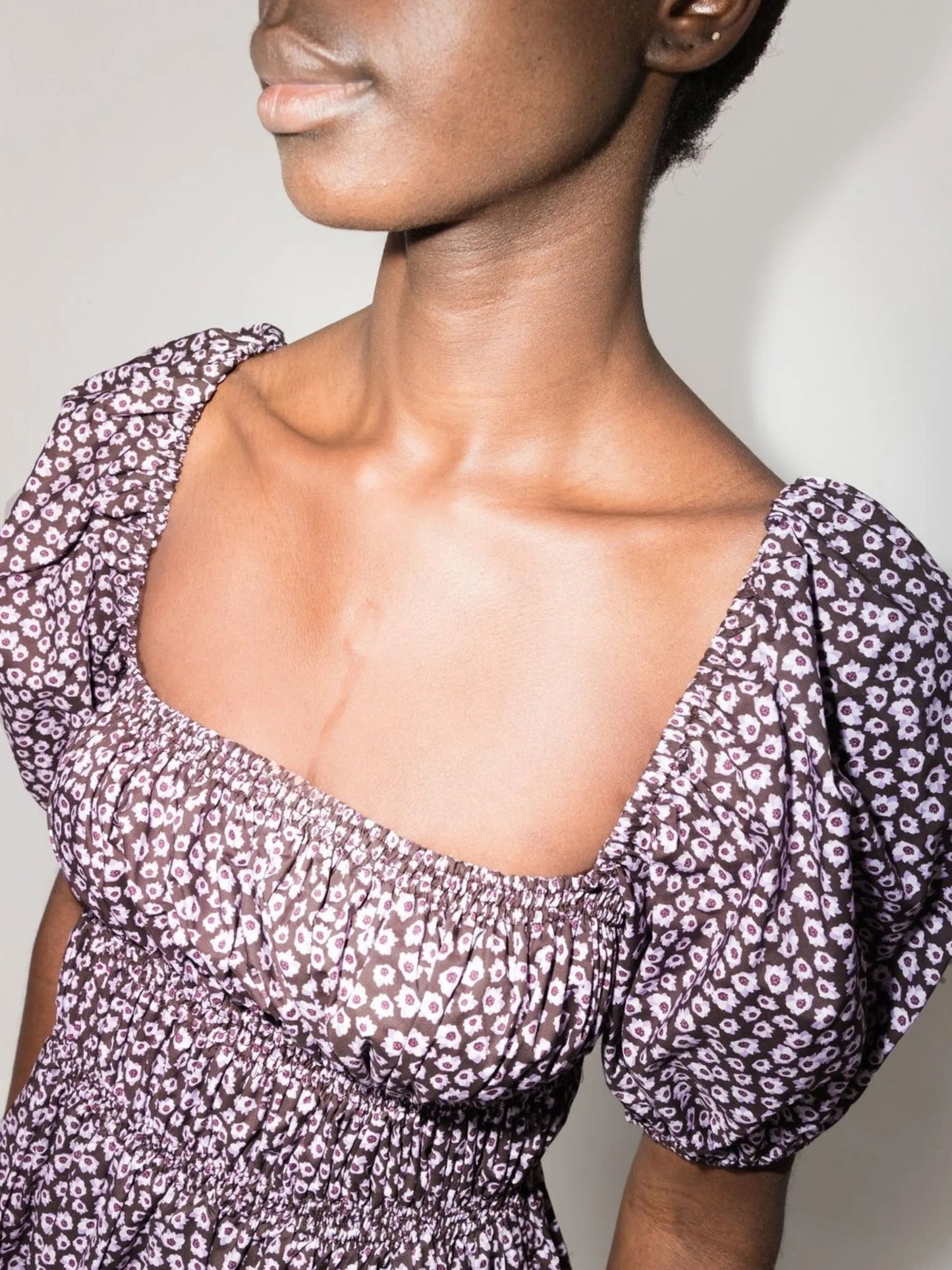 floral-print shirred minidress