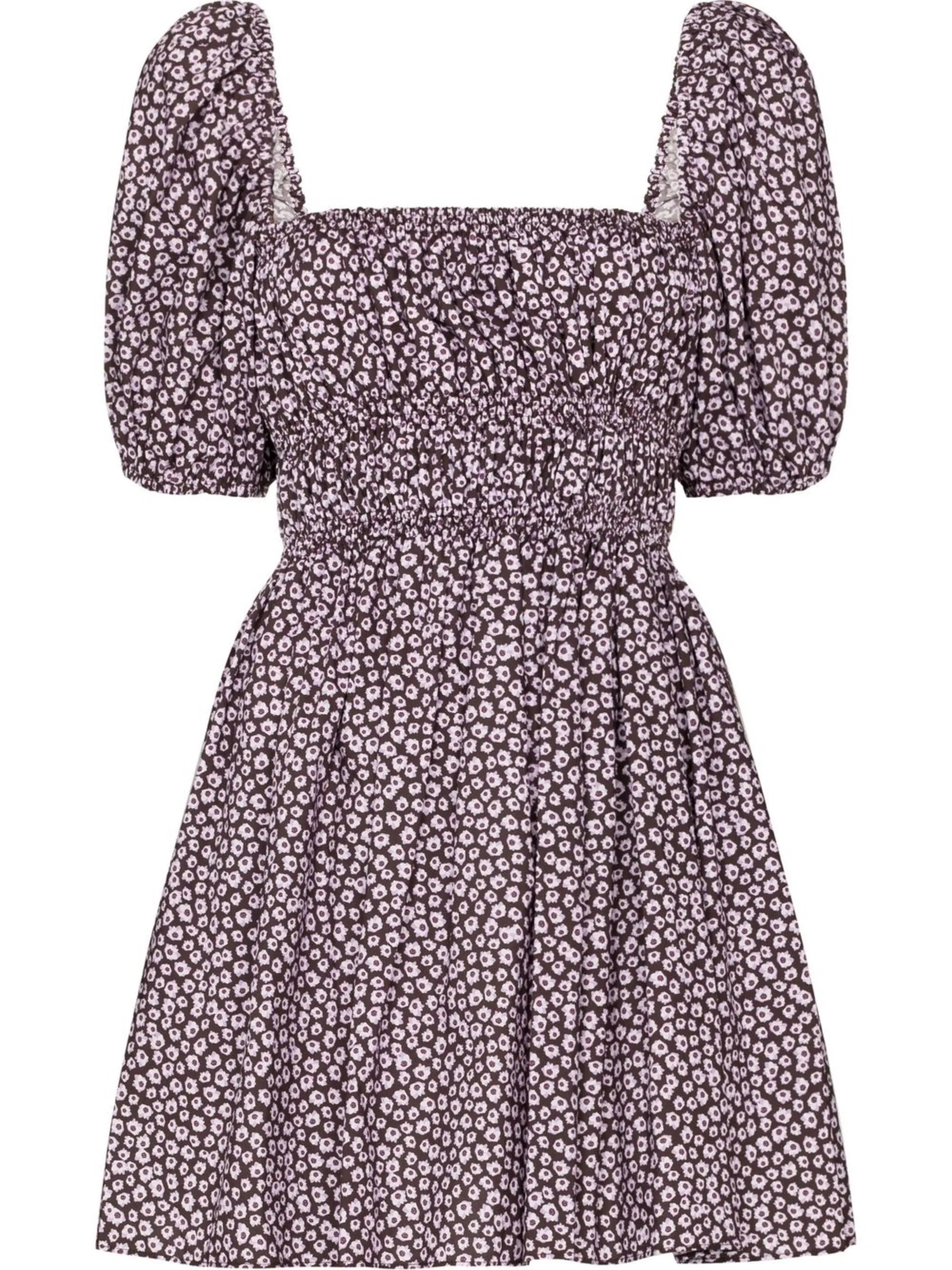 floral-print shirred minidress