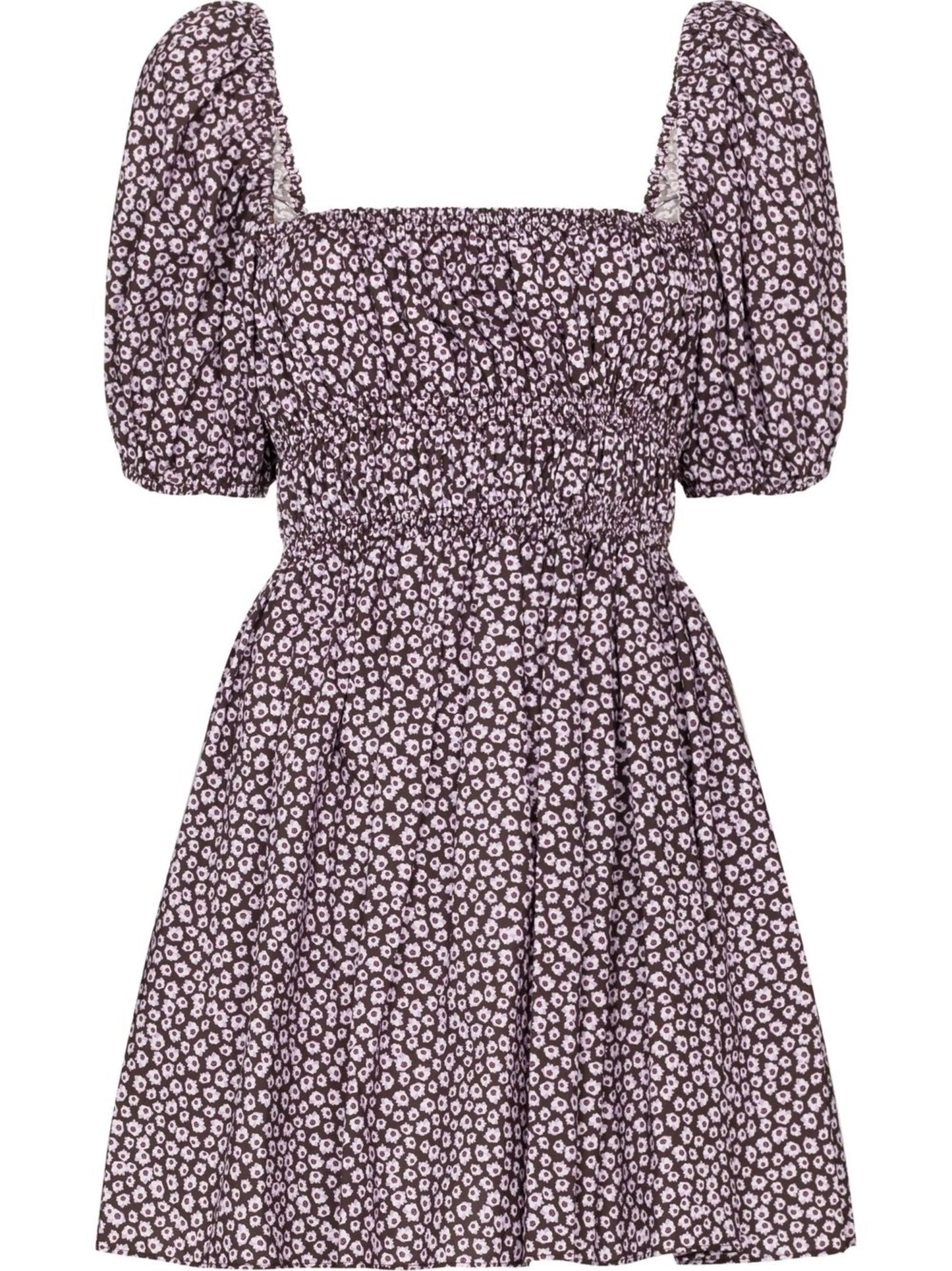 floral-print shirred minidress