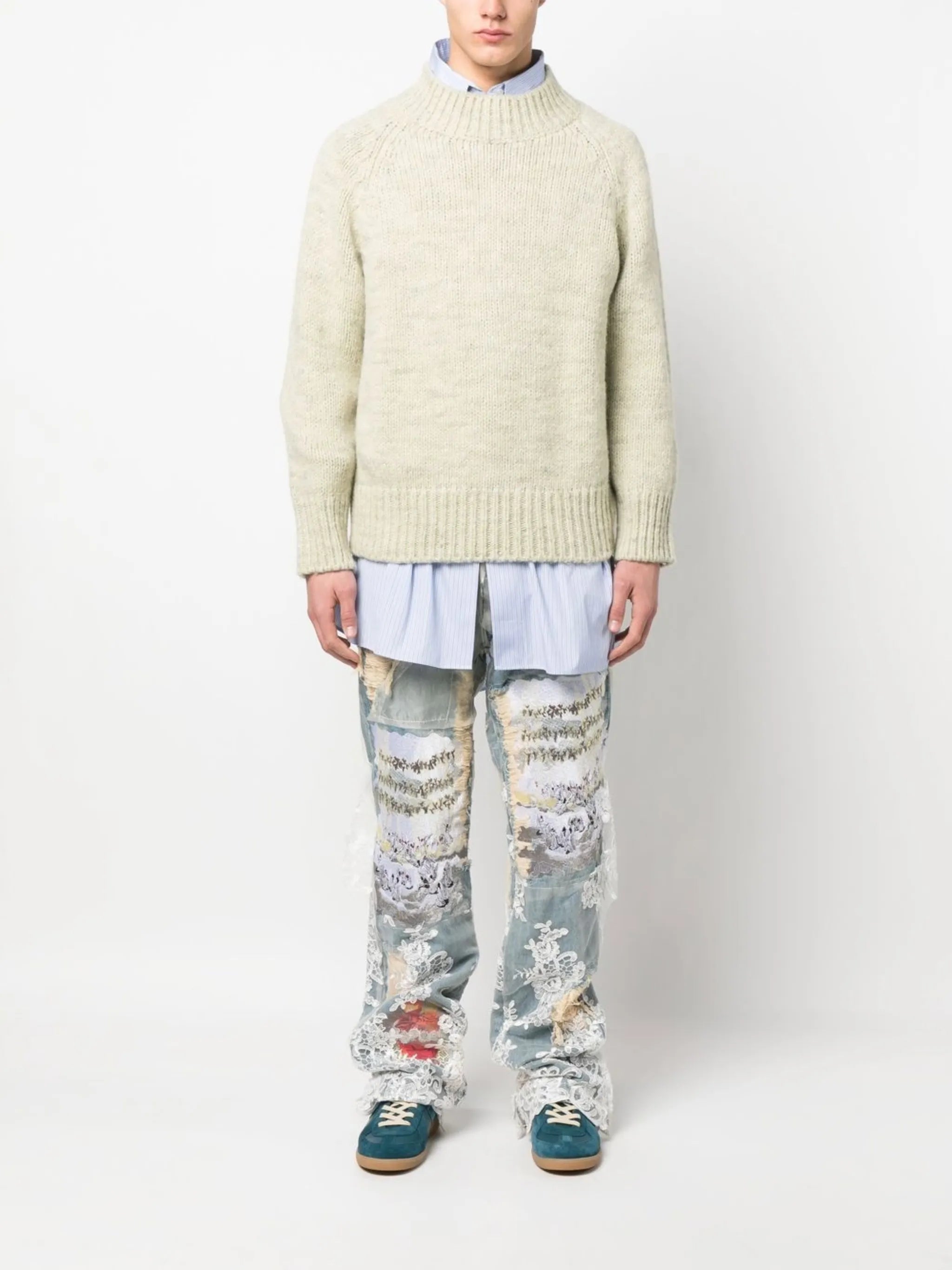 chunky-knit crew-neck jumper