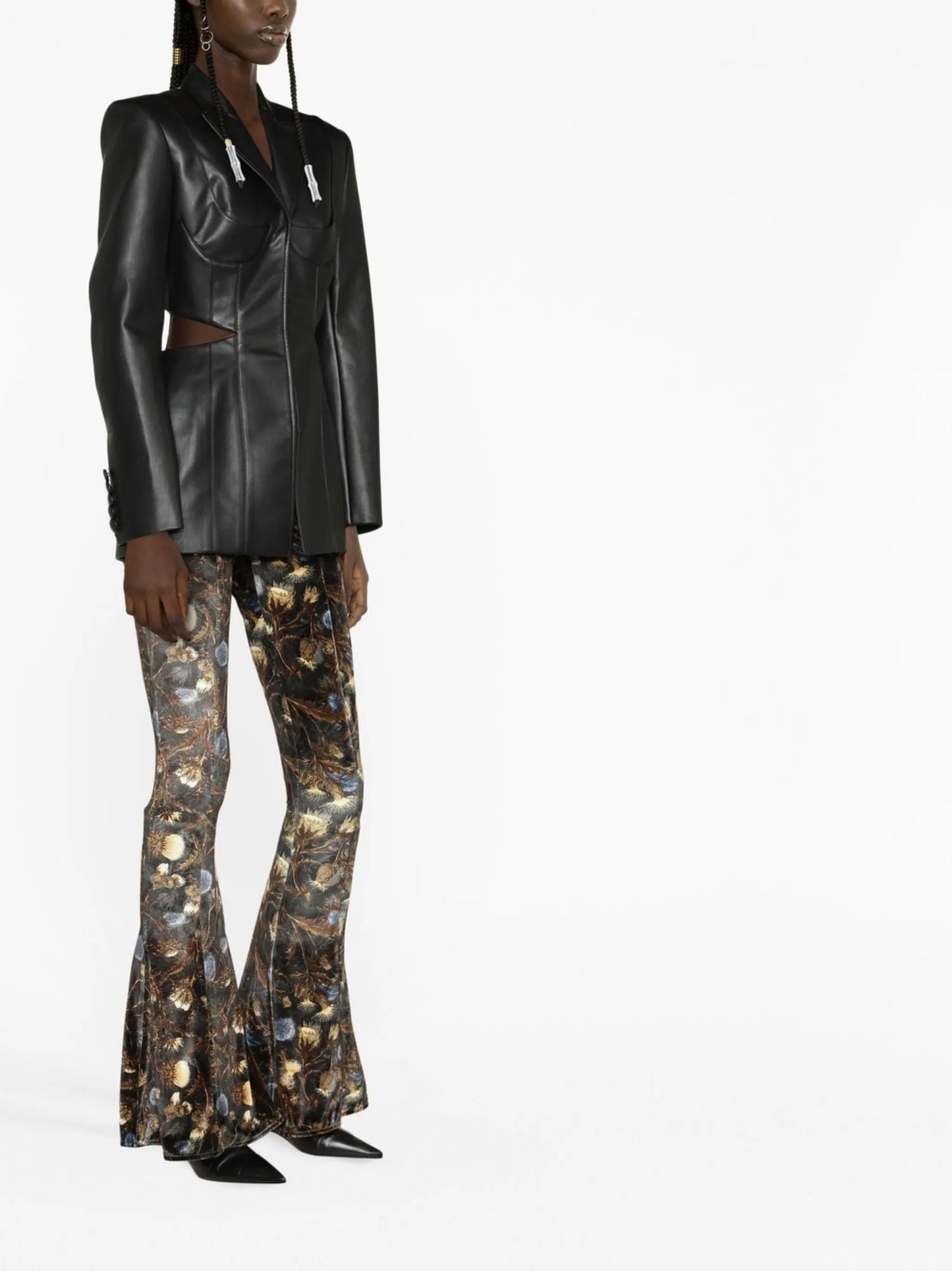 thistle-print flared trousers