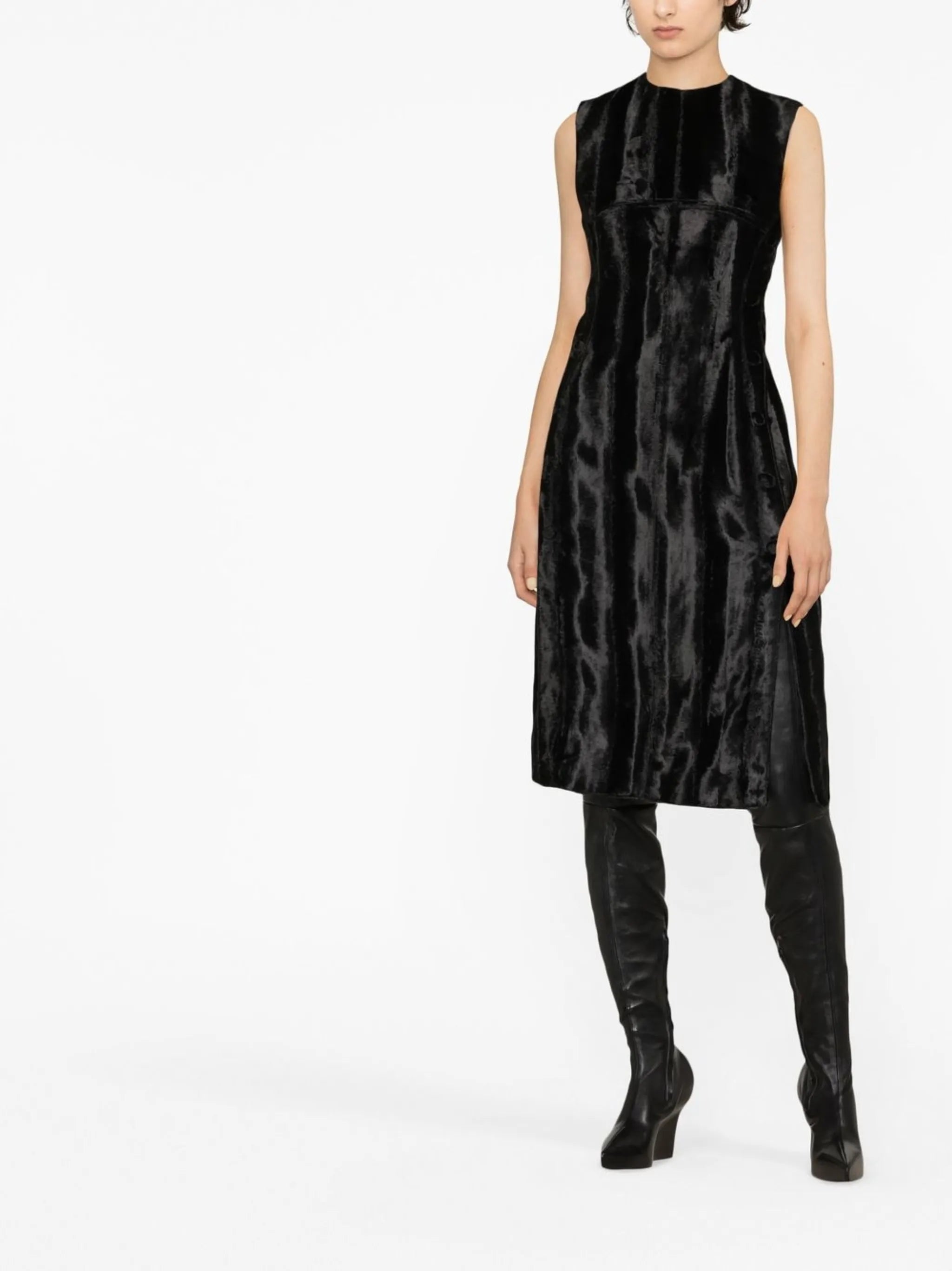Deconstructed velvet midi dress