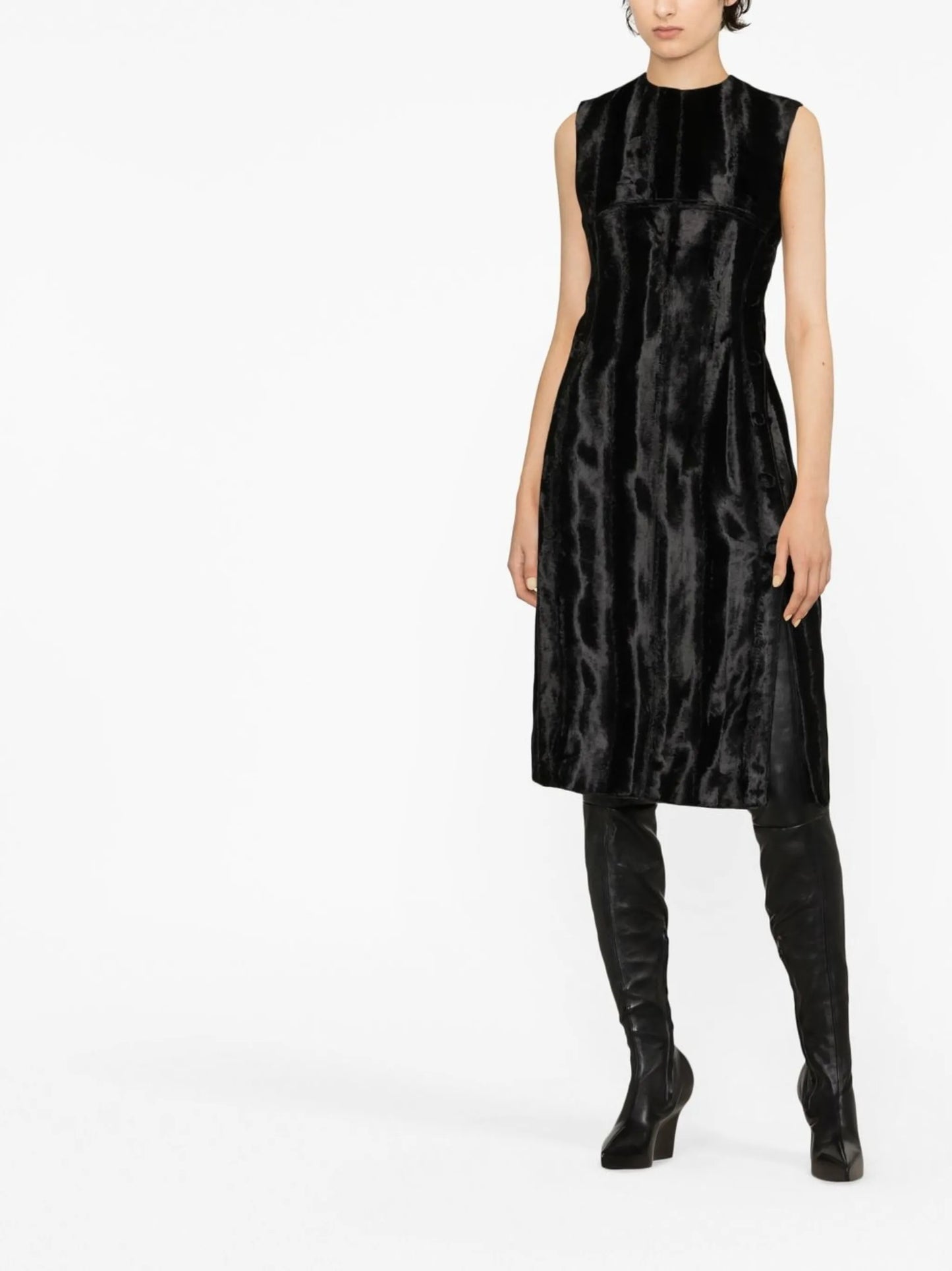 Deconstructed velvet midi dress