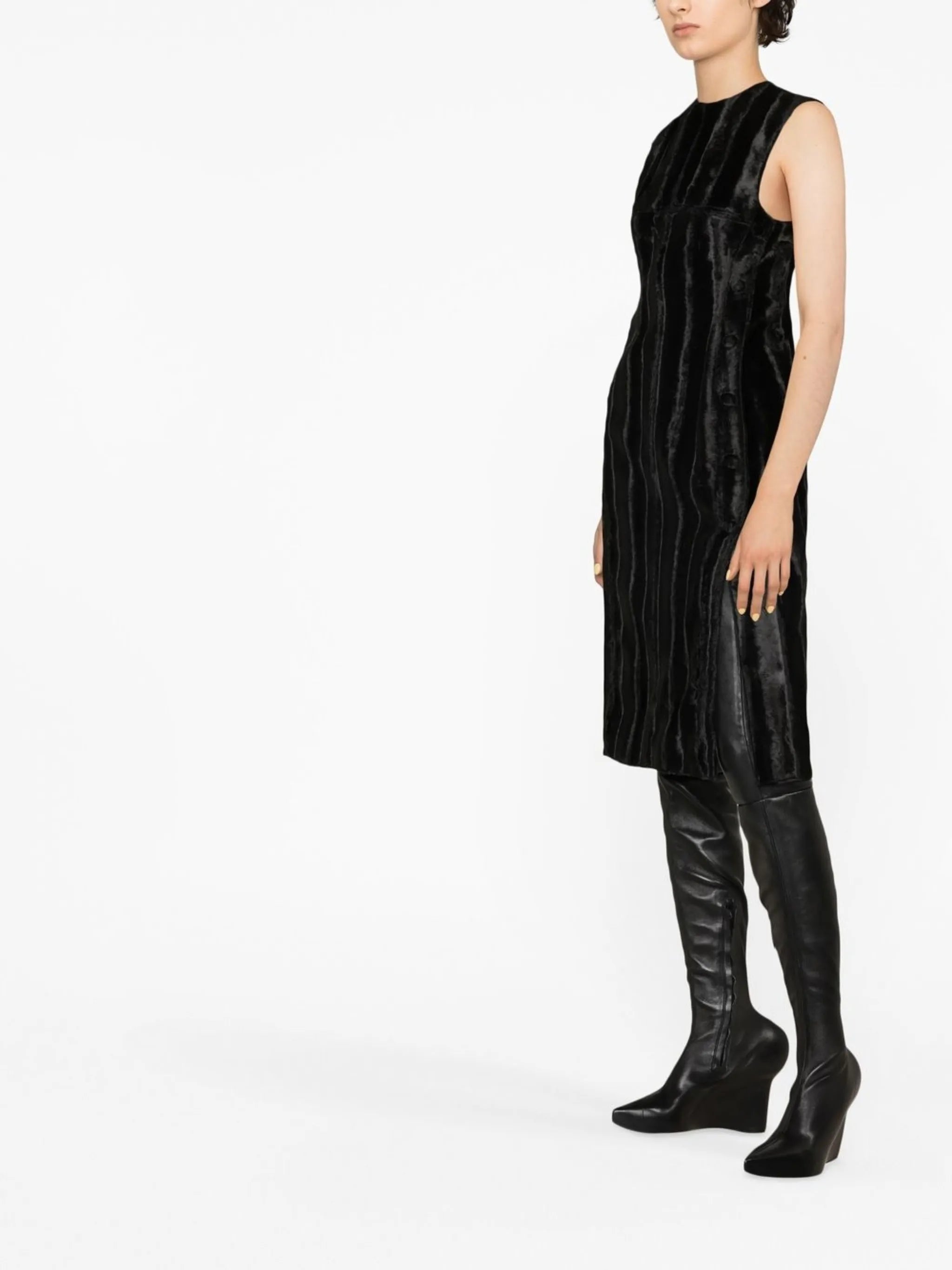 Deconstructed velvet midi dress