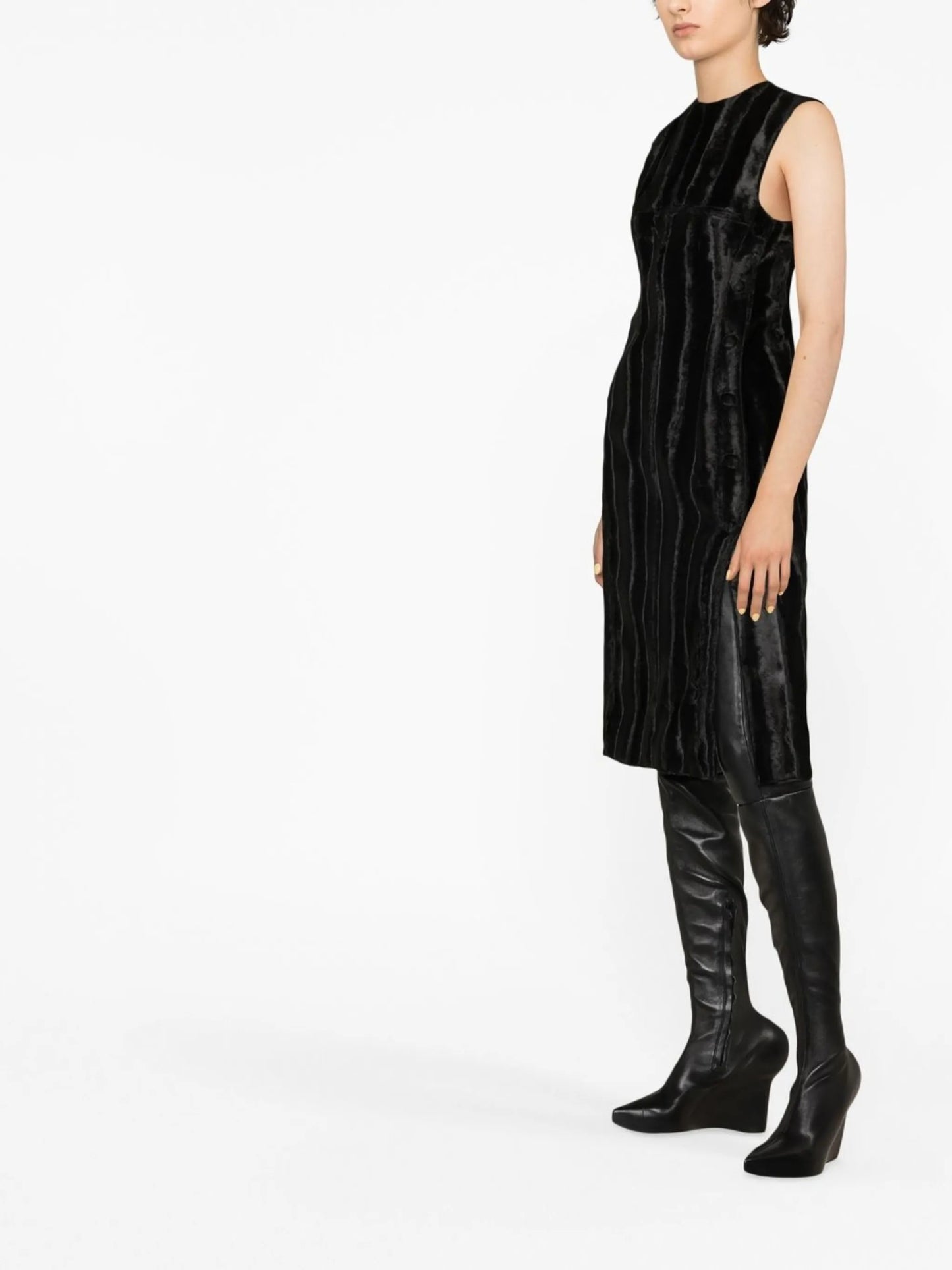 Deconstructed velvet midi dress