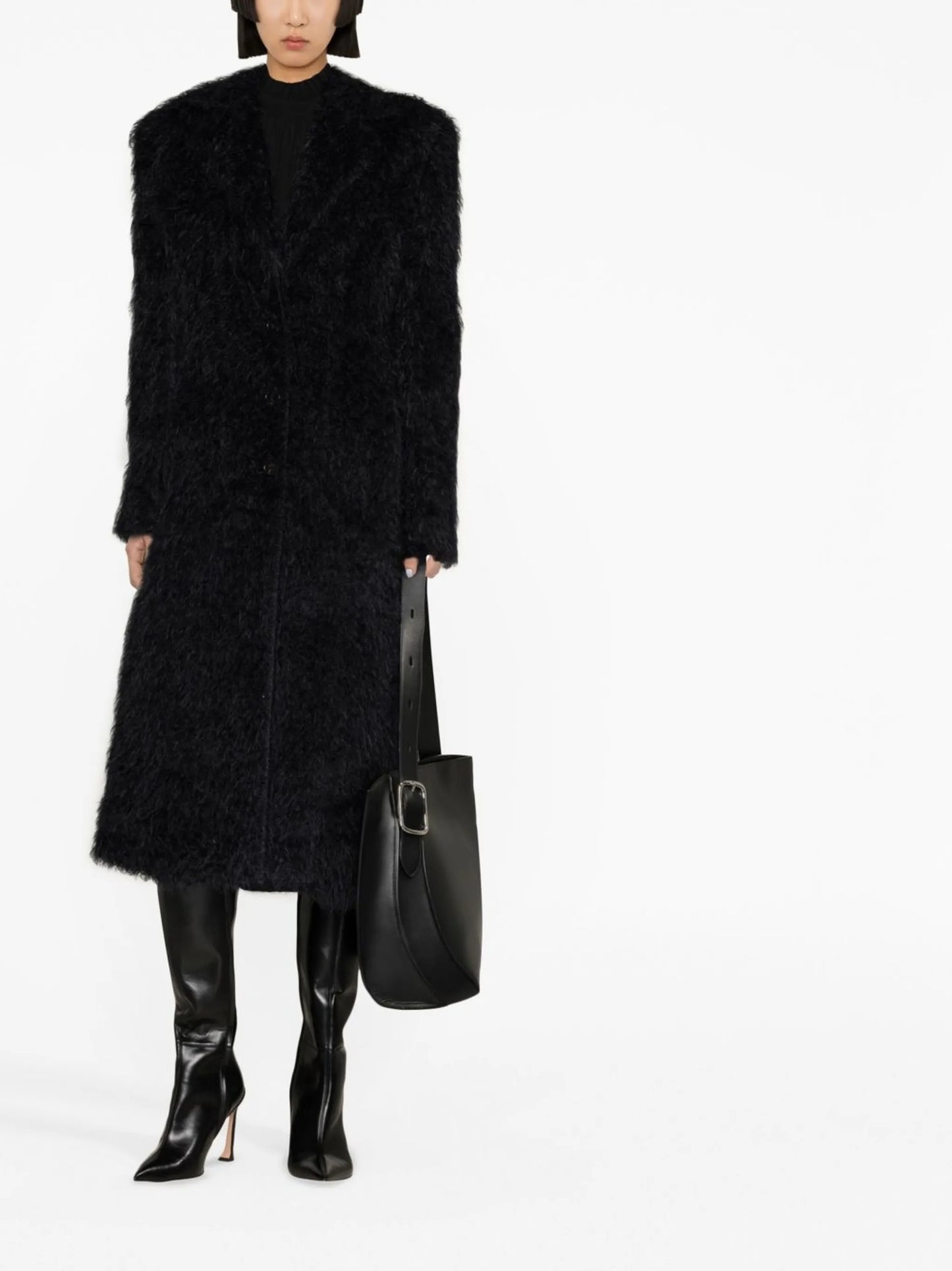faux-fur button-front coat