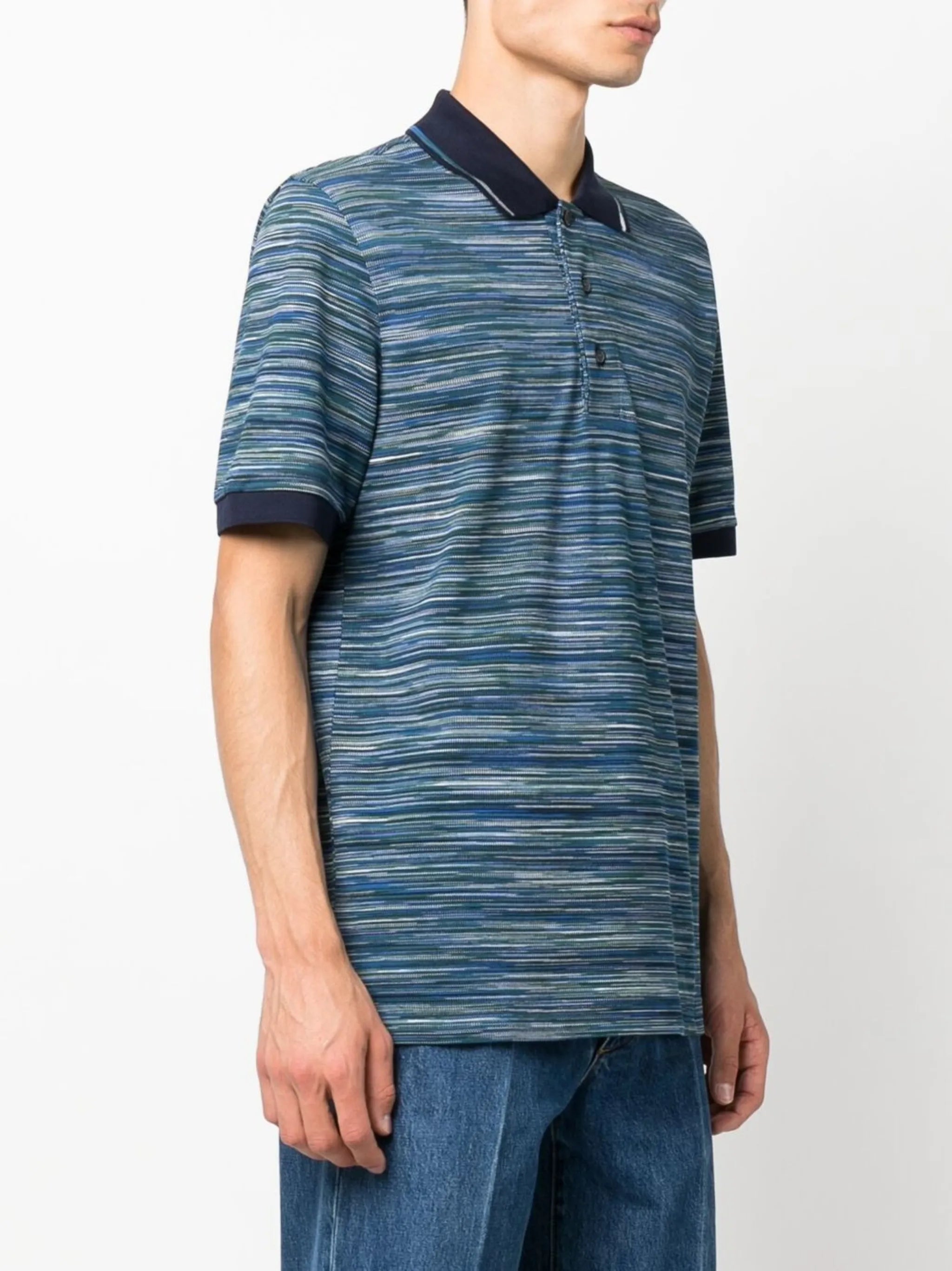 striped knitted polo shirt
