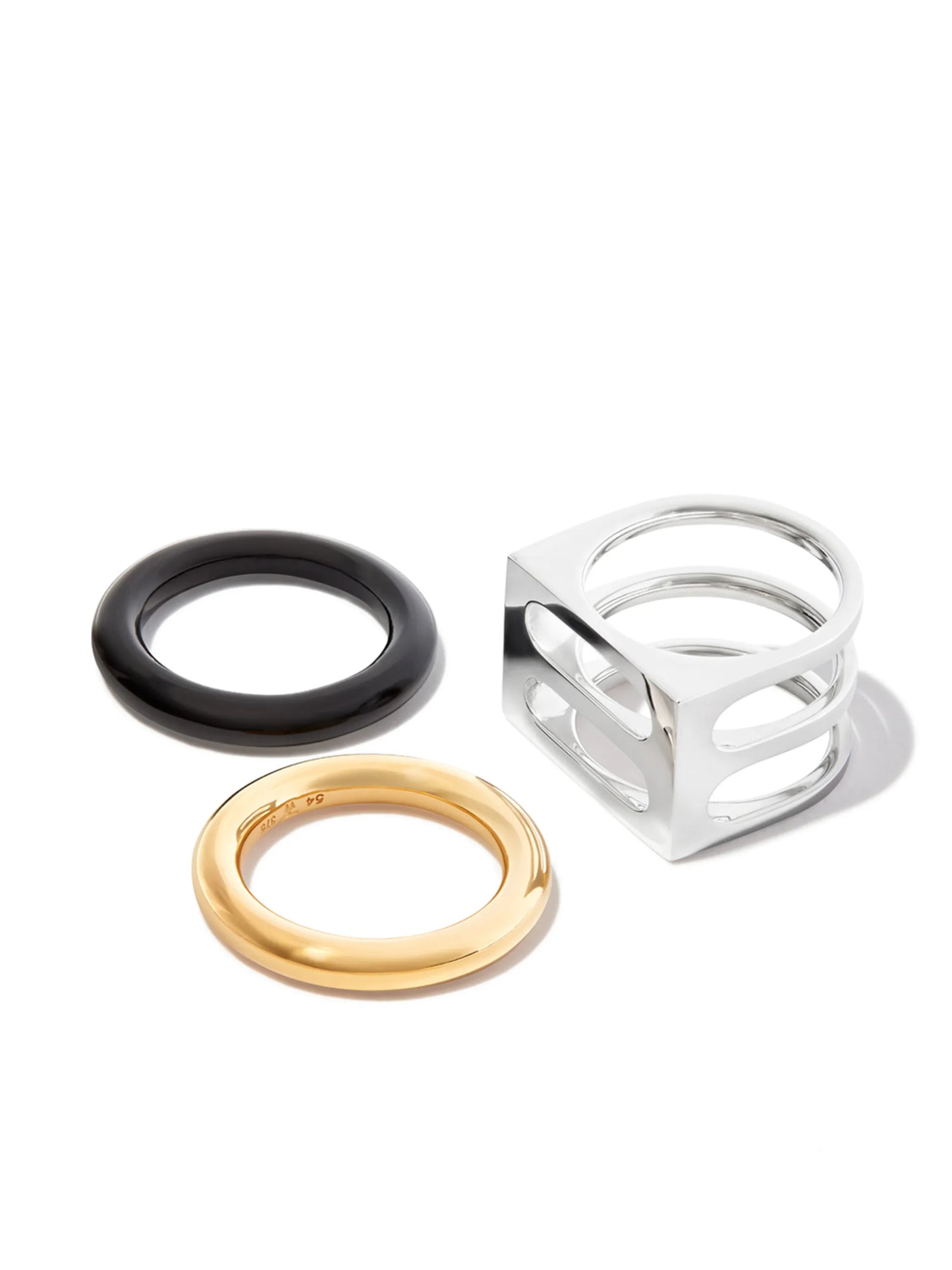 9kt yellow gold and silver Double Cage onyx ring