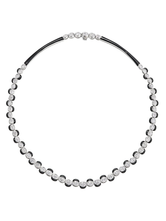 18kt white gold Oui diamond necklace