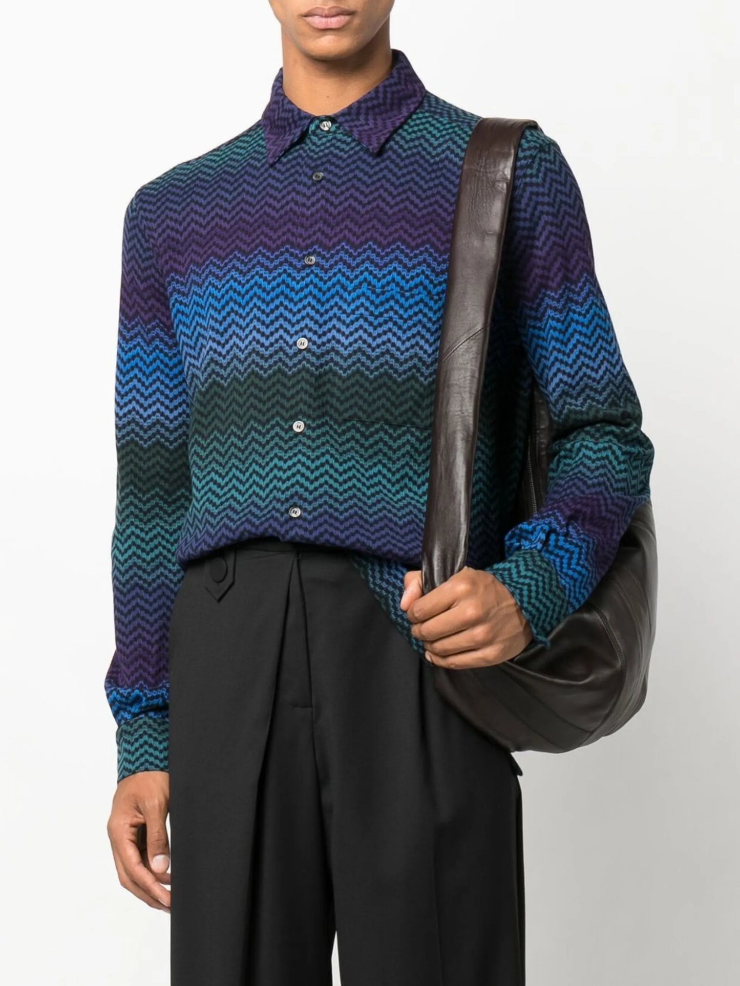 zigzag-pattern long-sleeve shirt