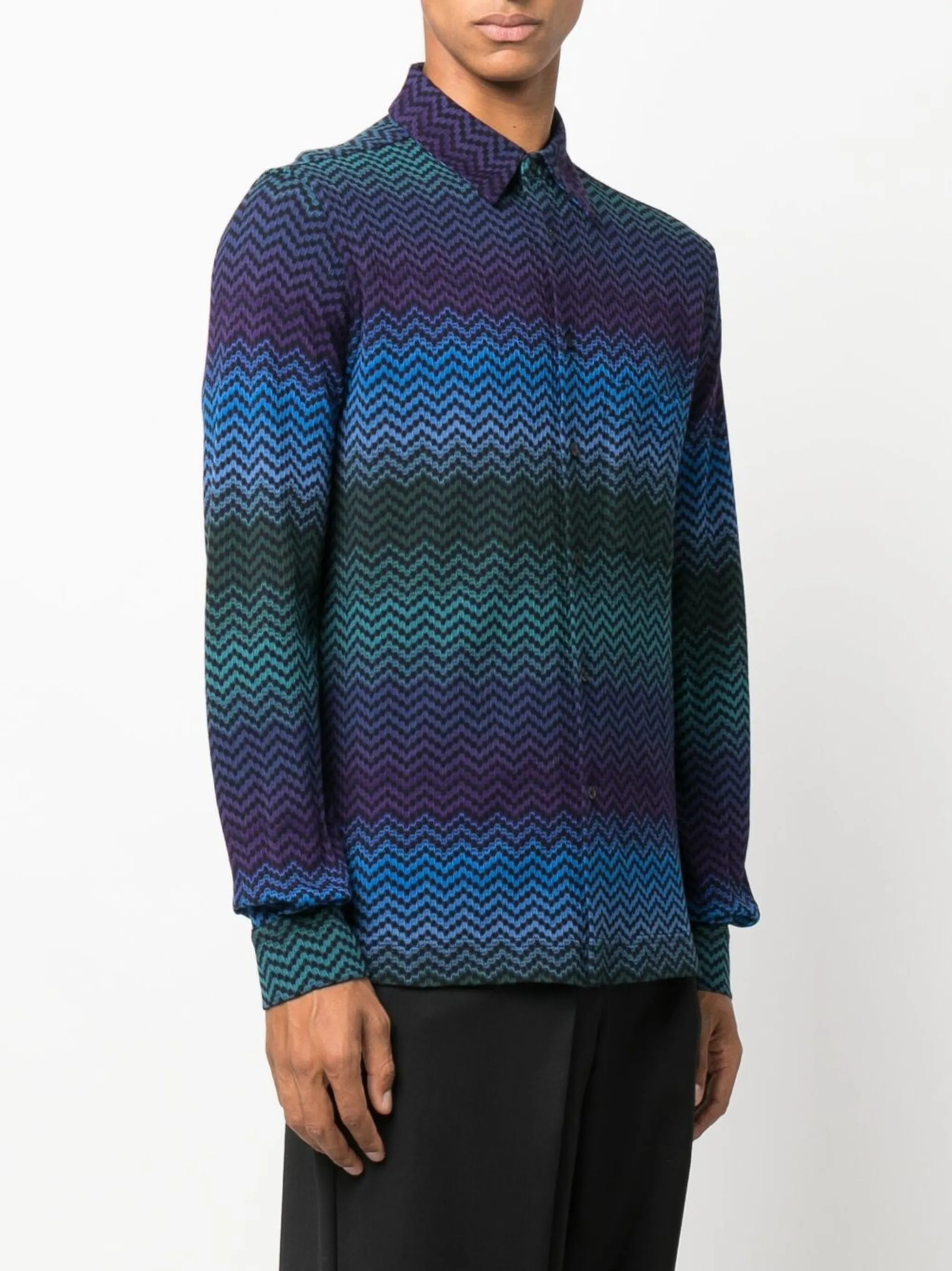 zigzag-pattern long-sleeve shirt