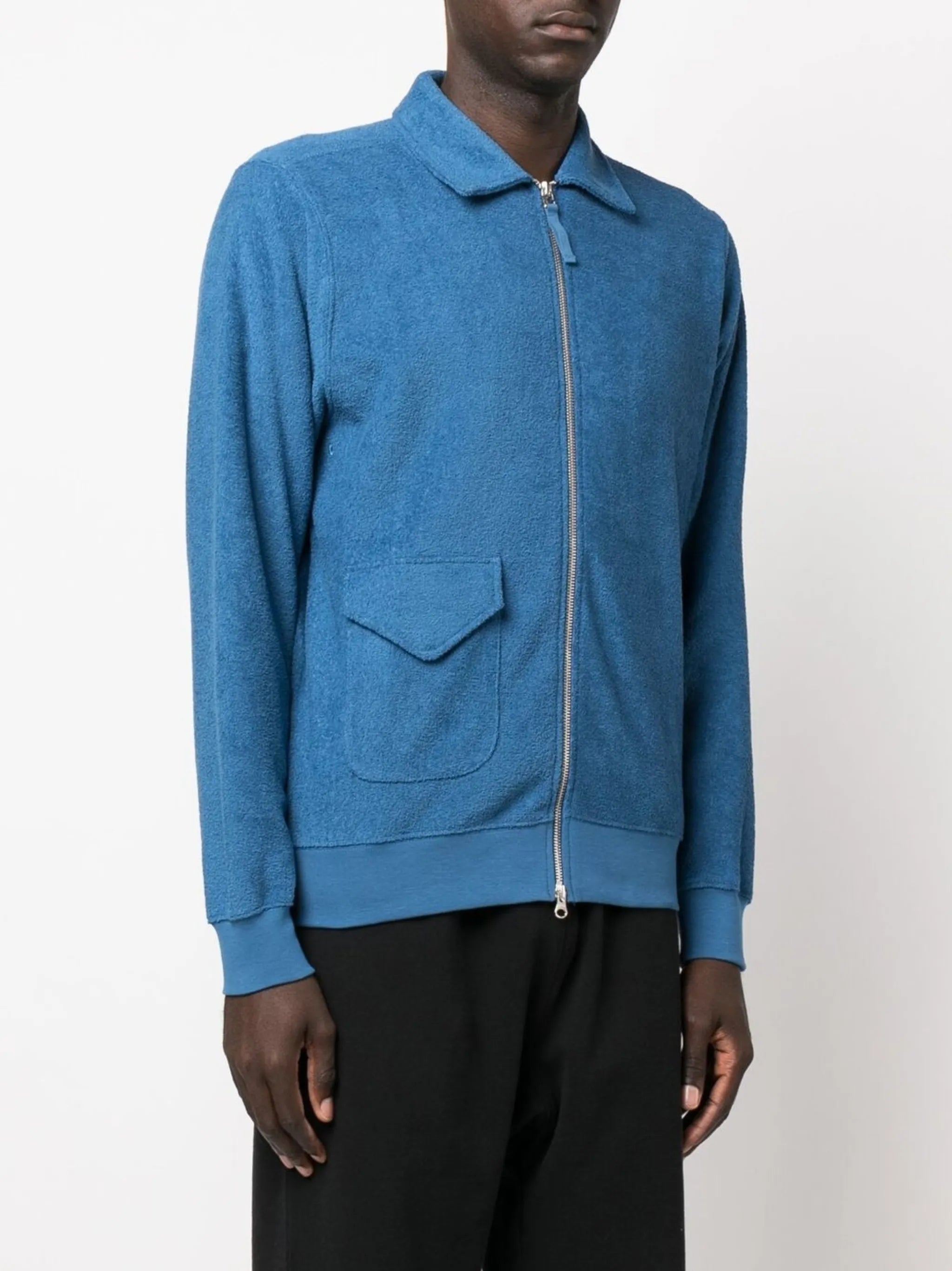 cotton-blend full zip sweatshirt