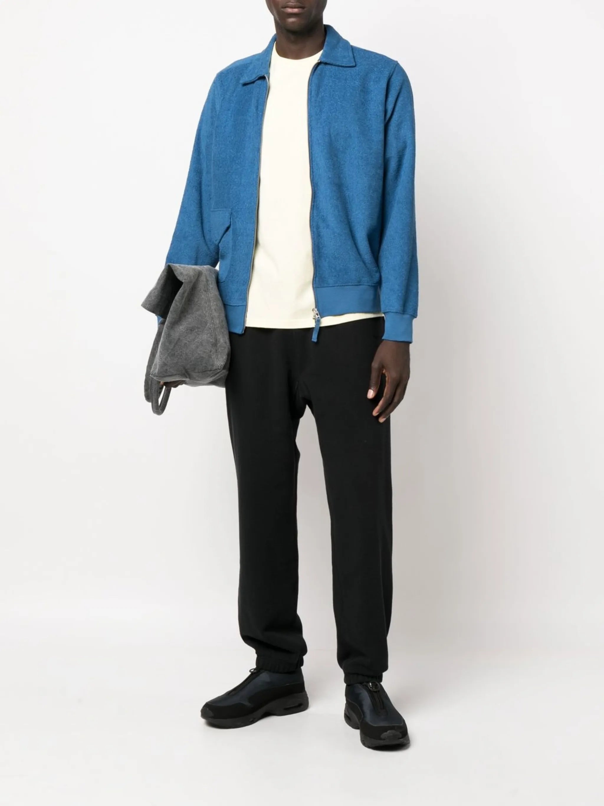 cotton-blend full zip sweatshirt