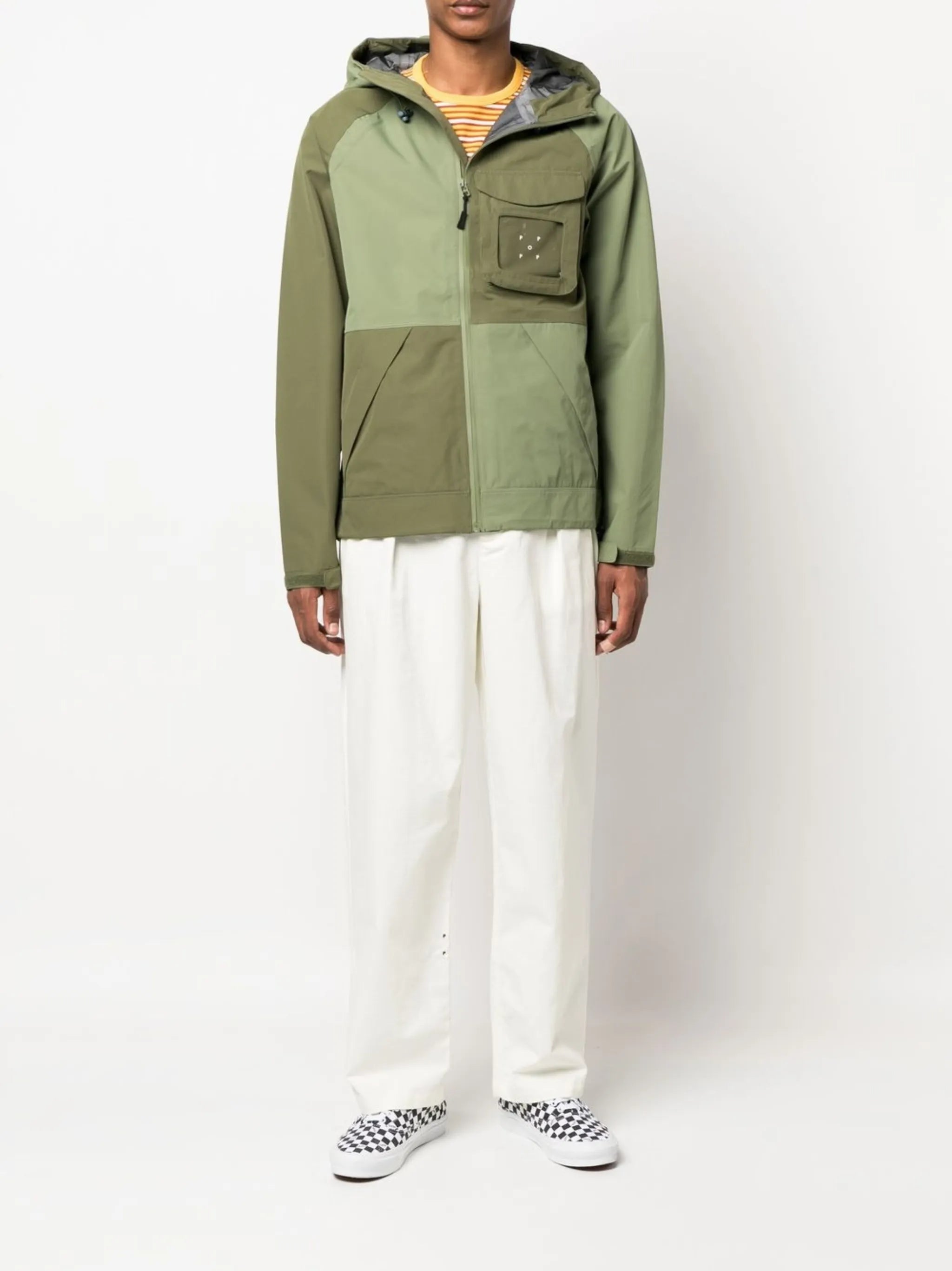 panelled hooded jacket