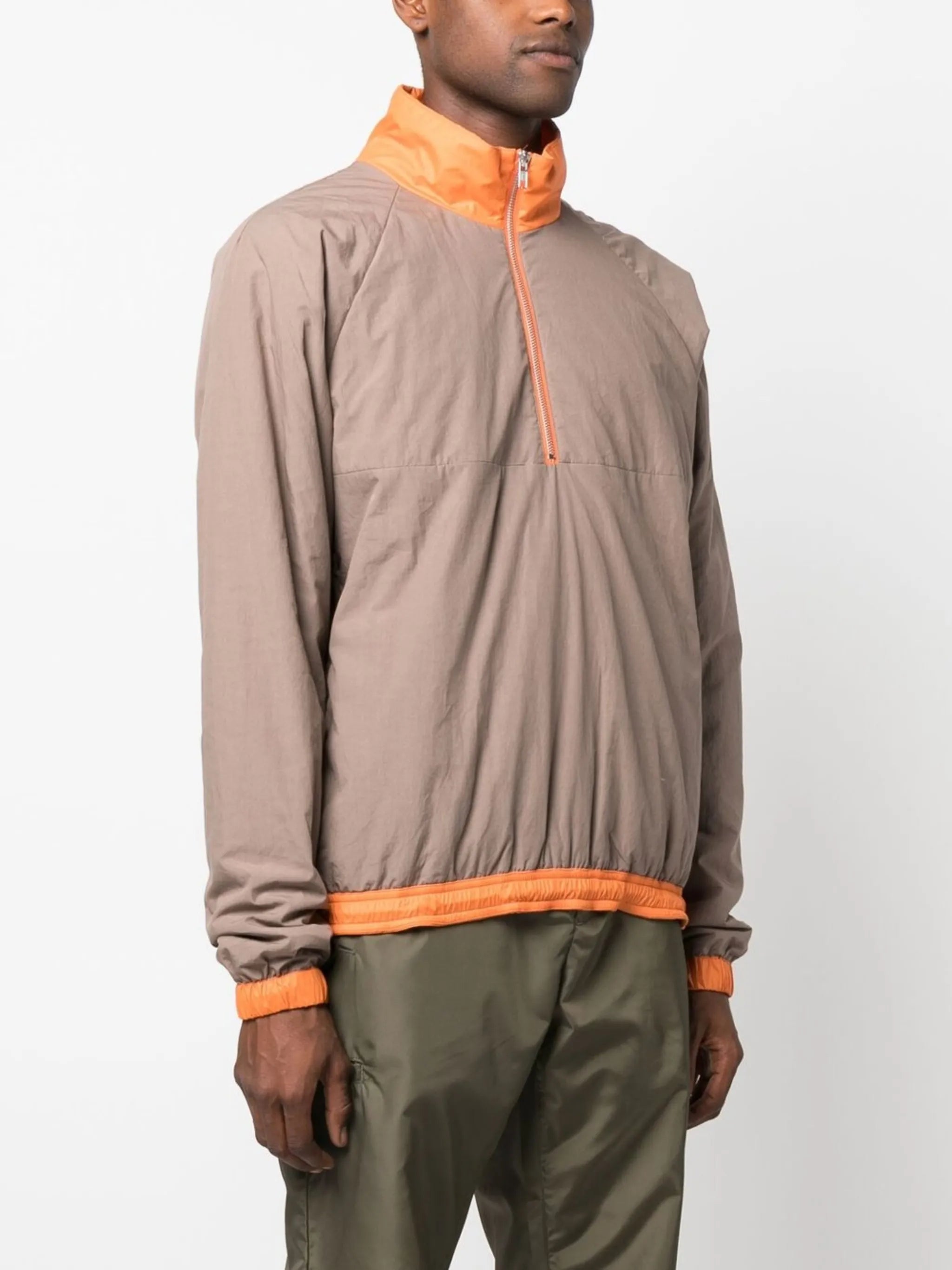two-tone half-zip front jacket
