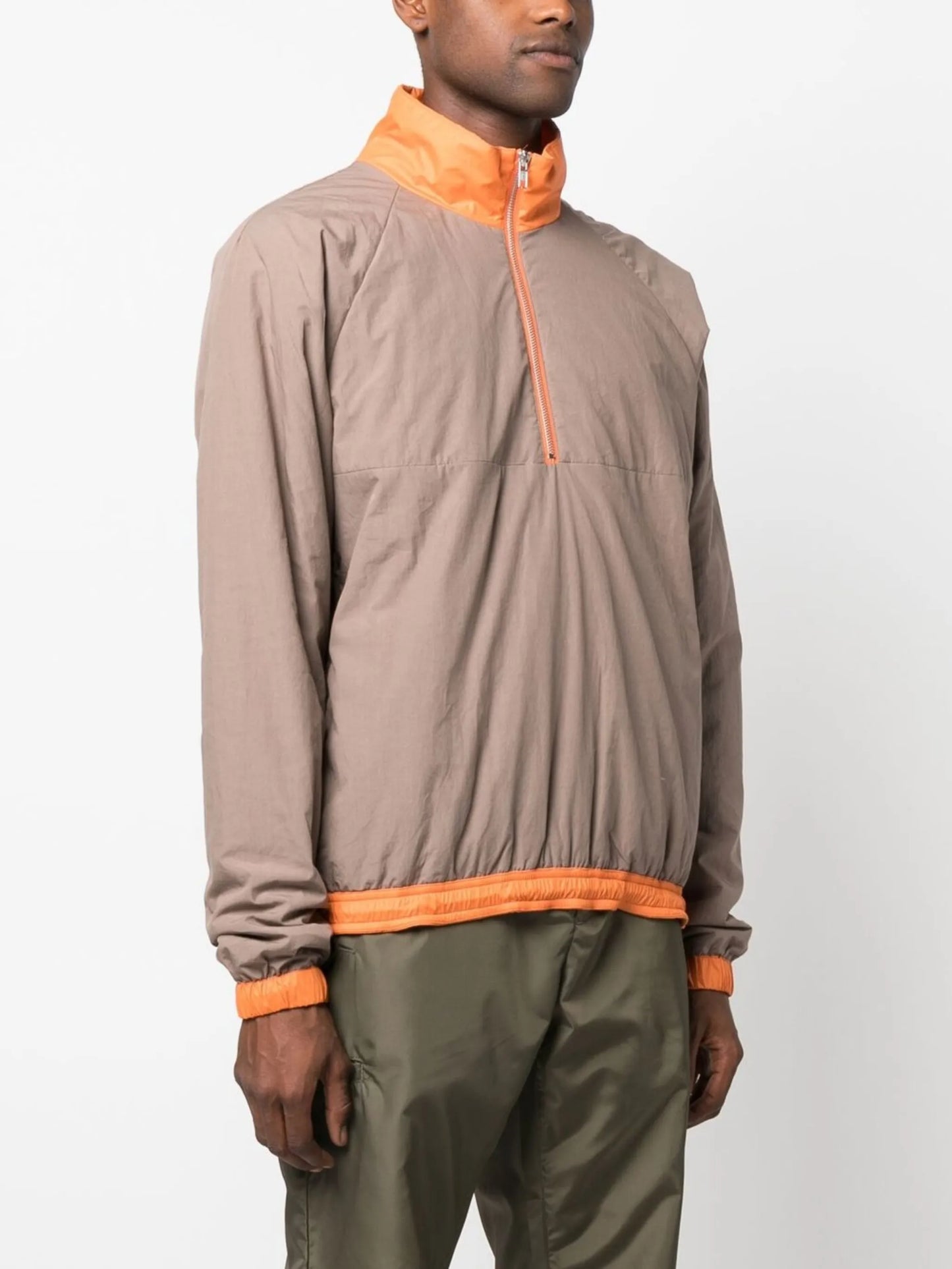 two-tone half-zip front jacket