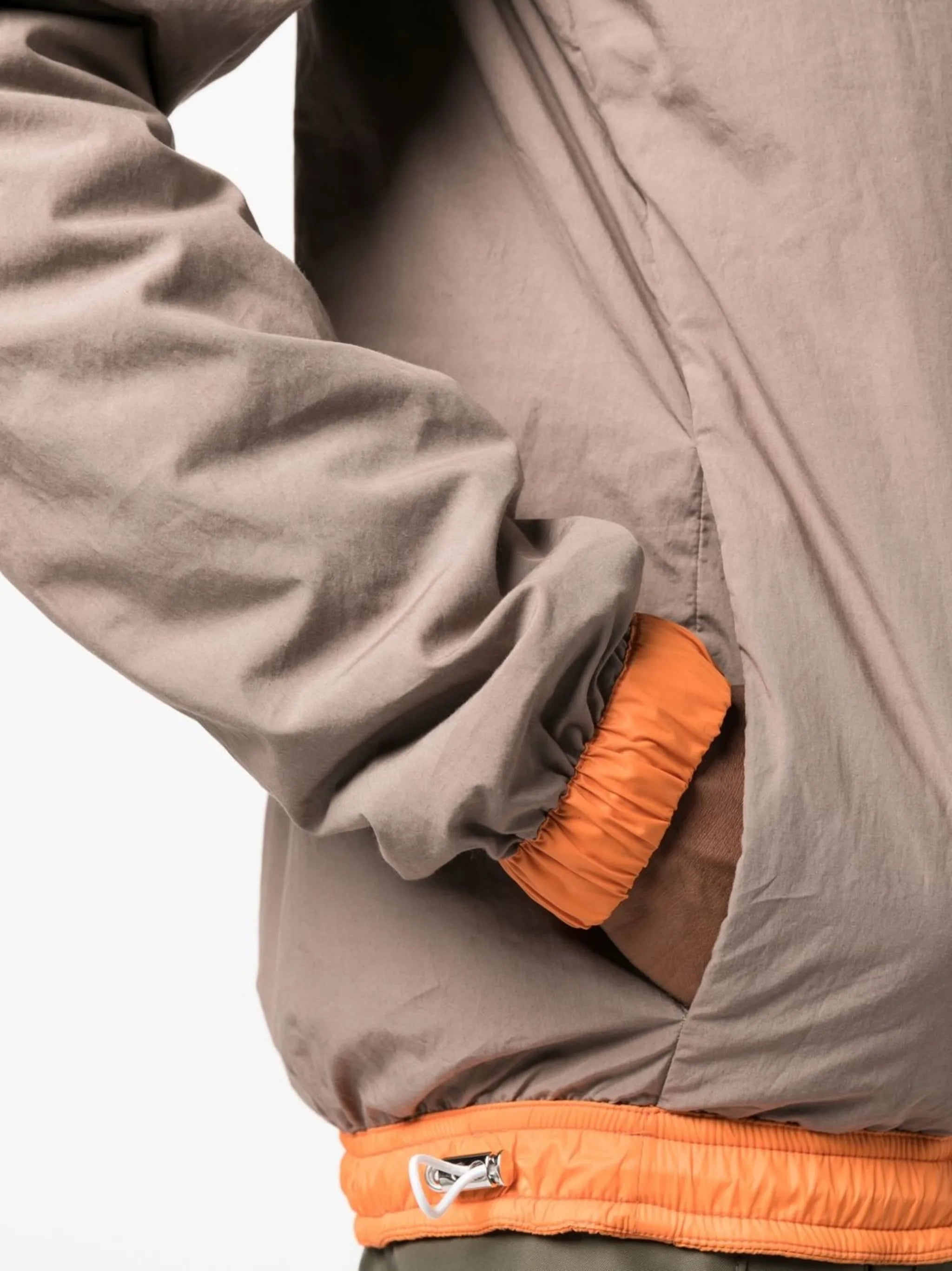 two-tone half-zip front jacket