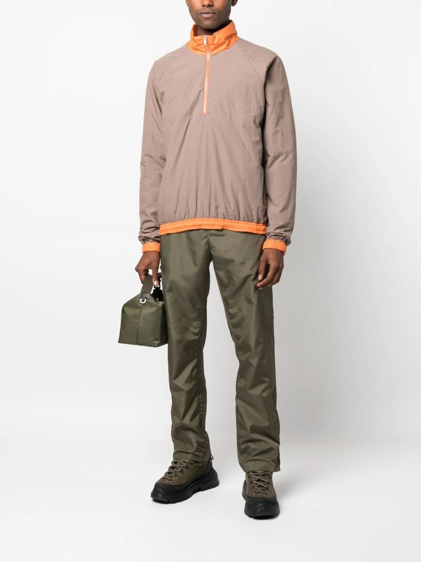 two-tone half-zip front jacket