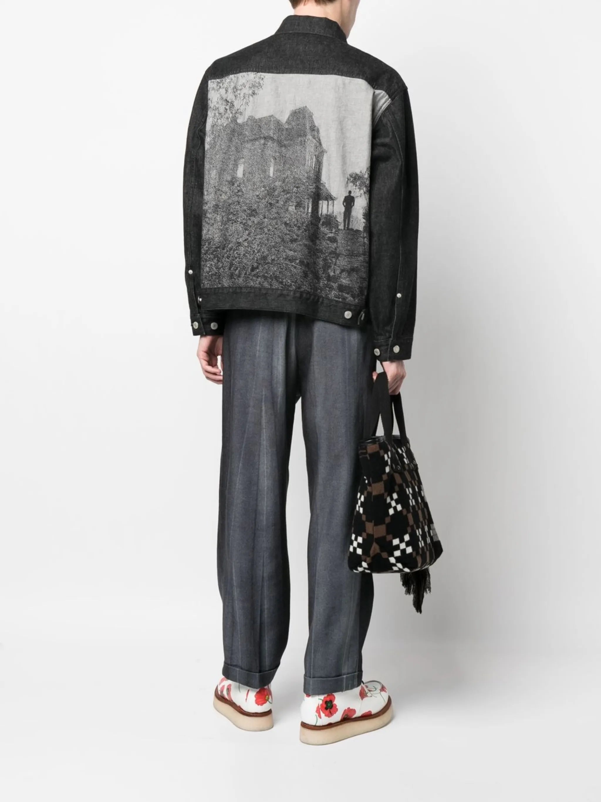 graphic-print denim jacket