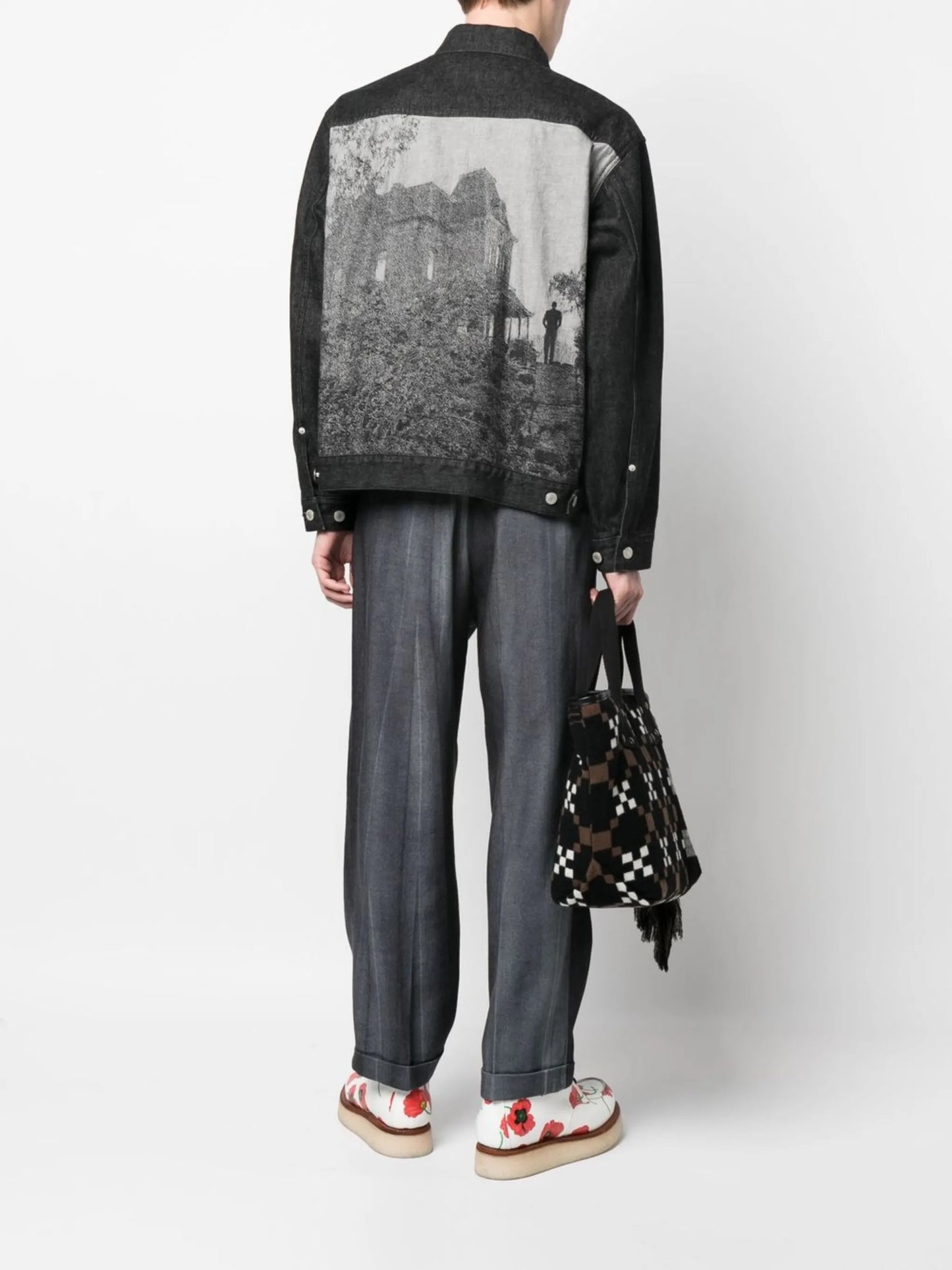 graphic-print denim jacket