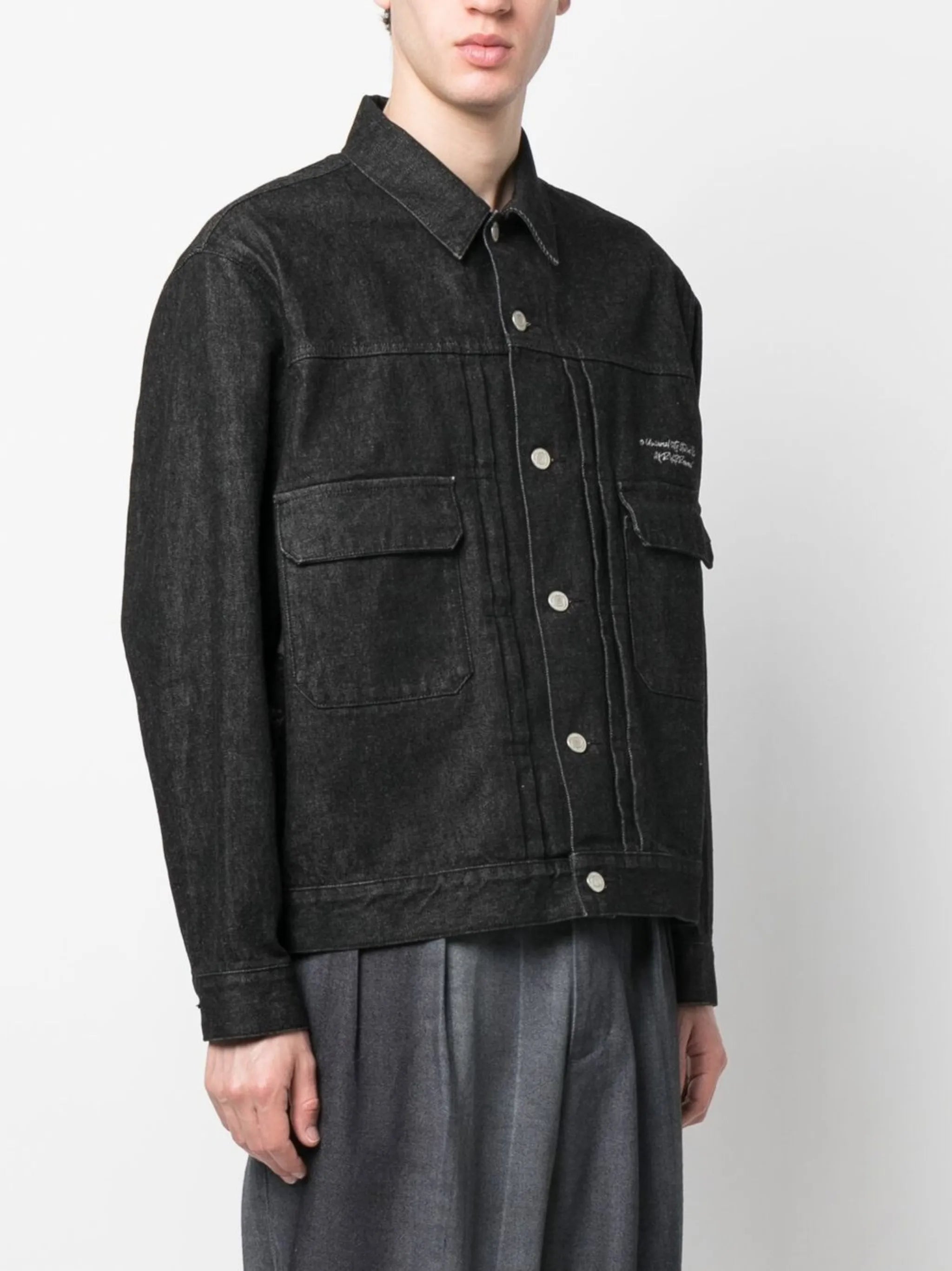 graphic-print denim jacket