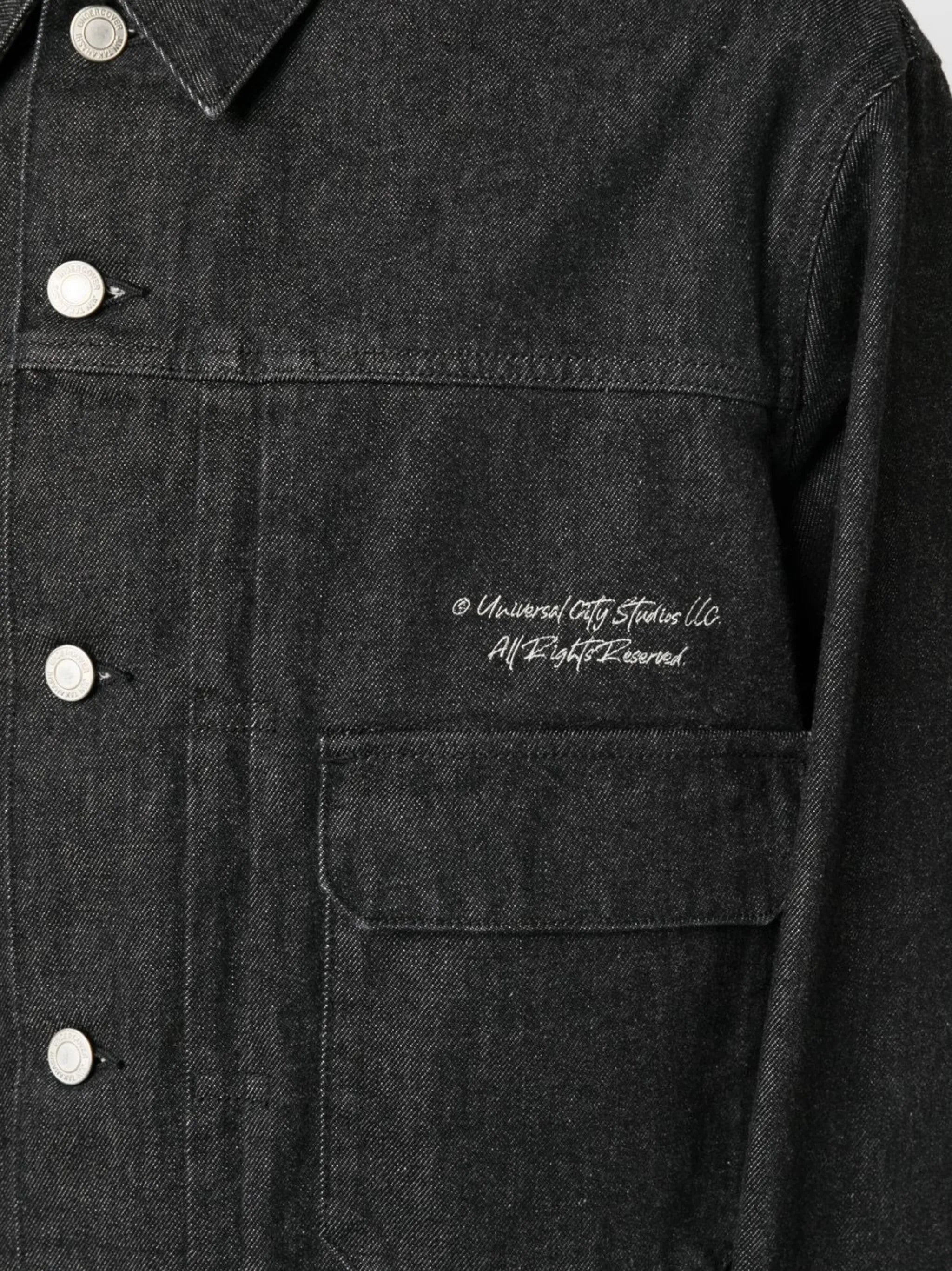 graphic-print denim jacket