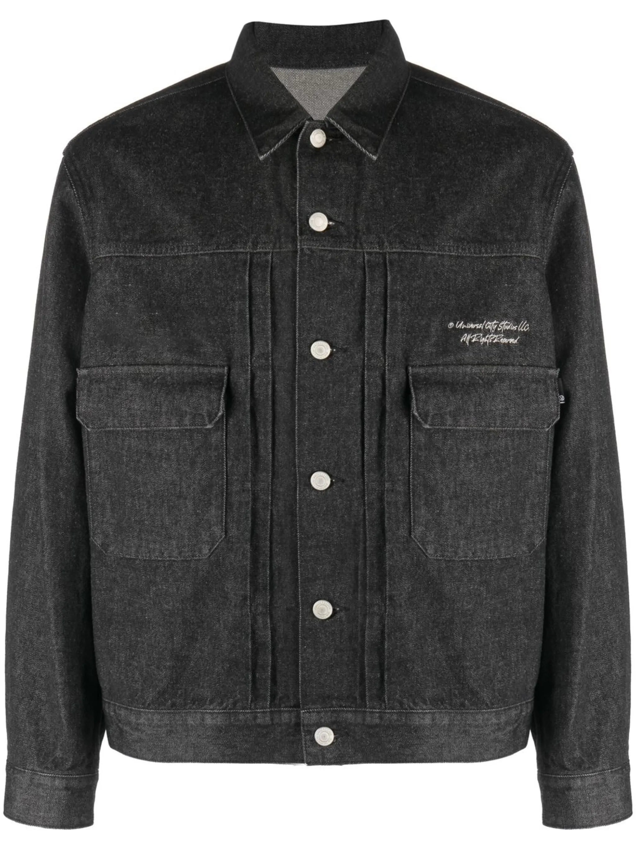 graphic-print denim jacket