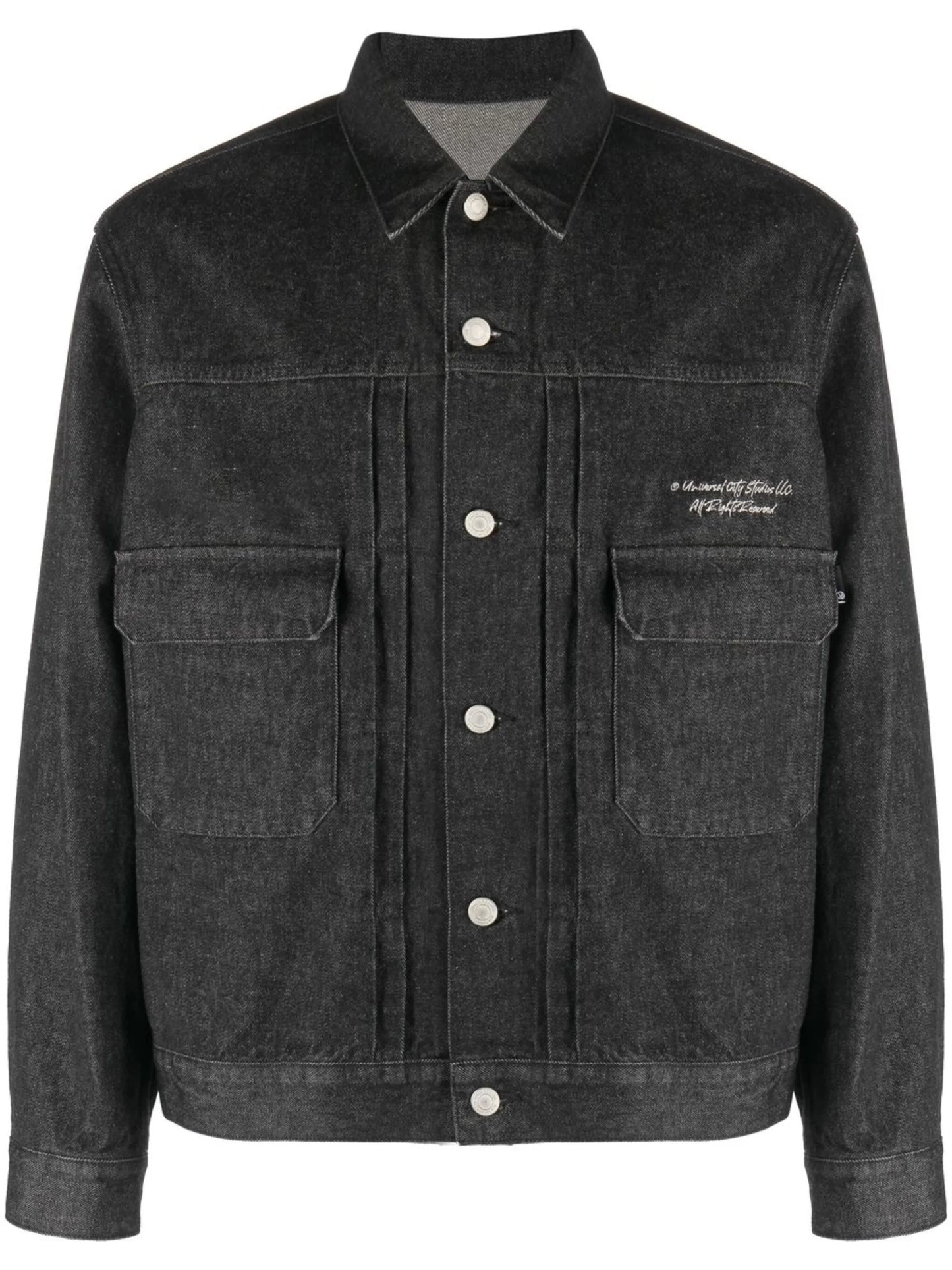 graphic-print denim jacket