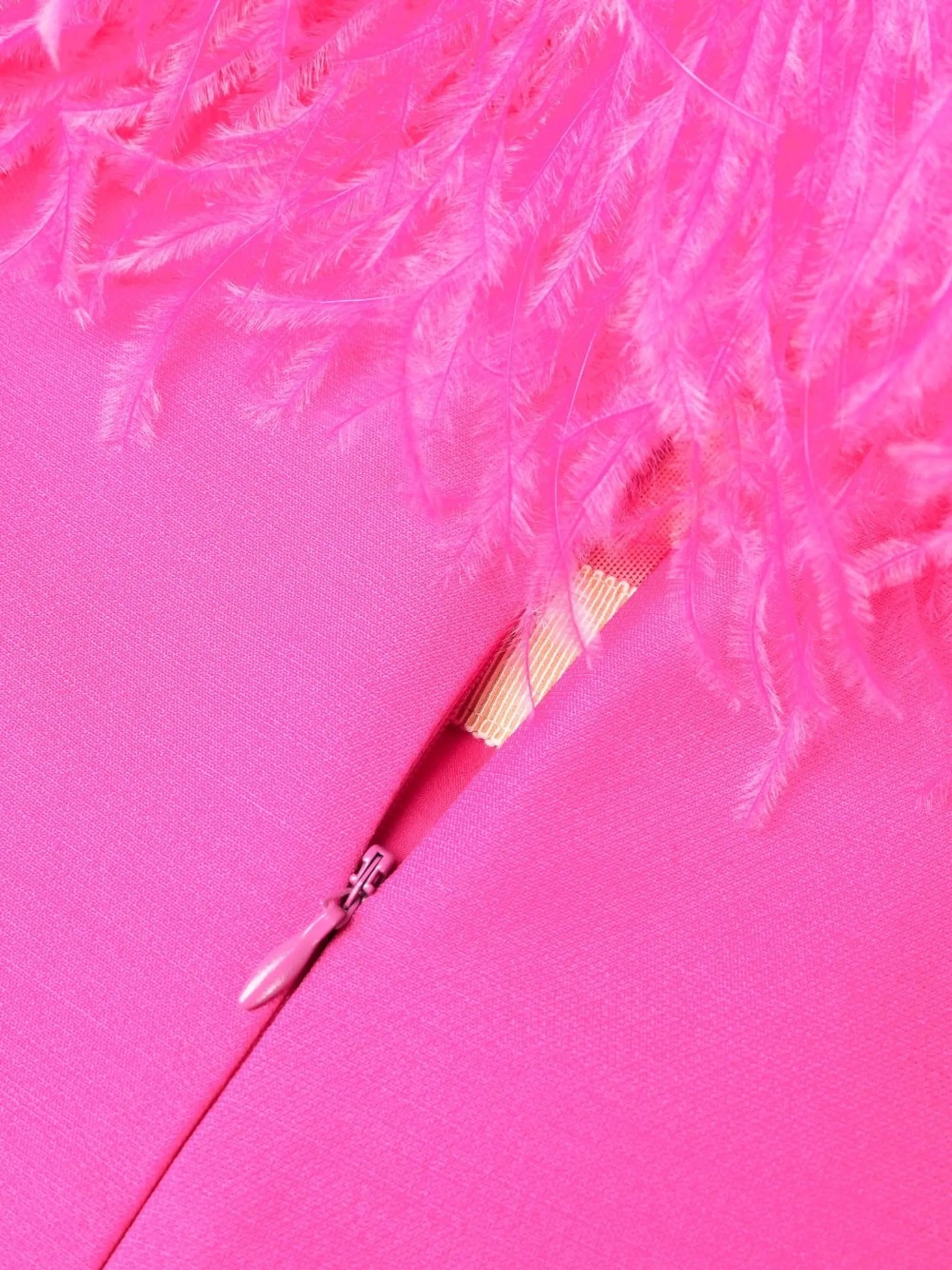 feather-trim minidress