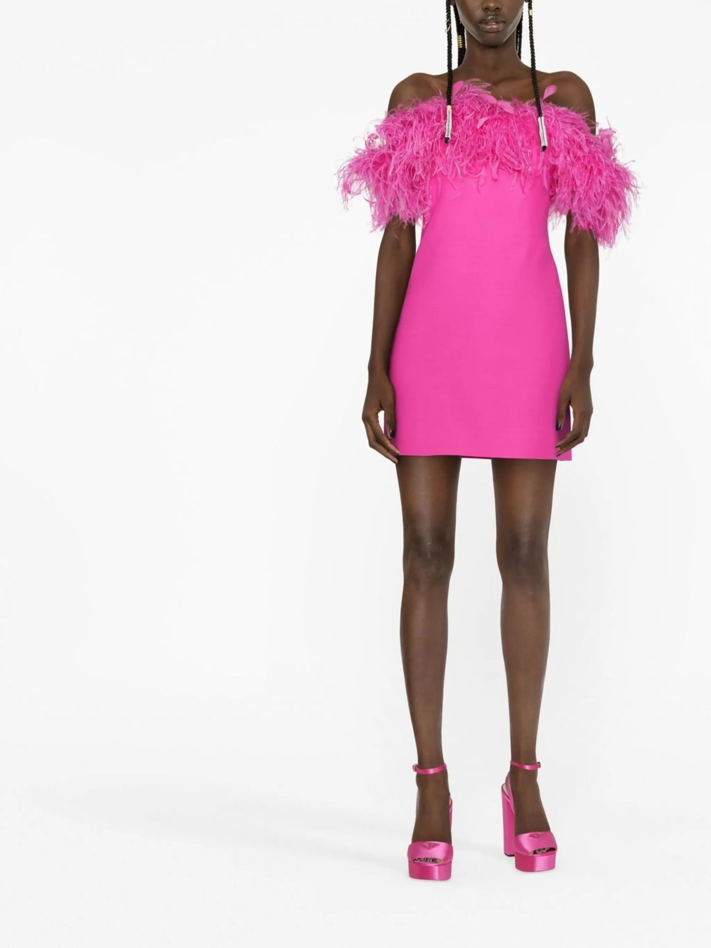 feather-trim minidress