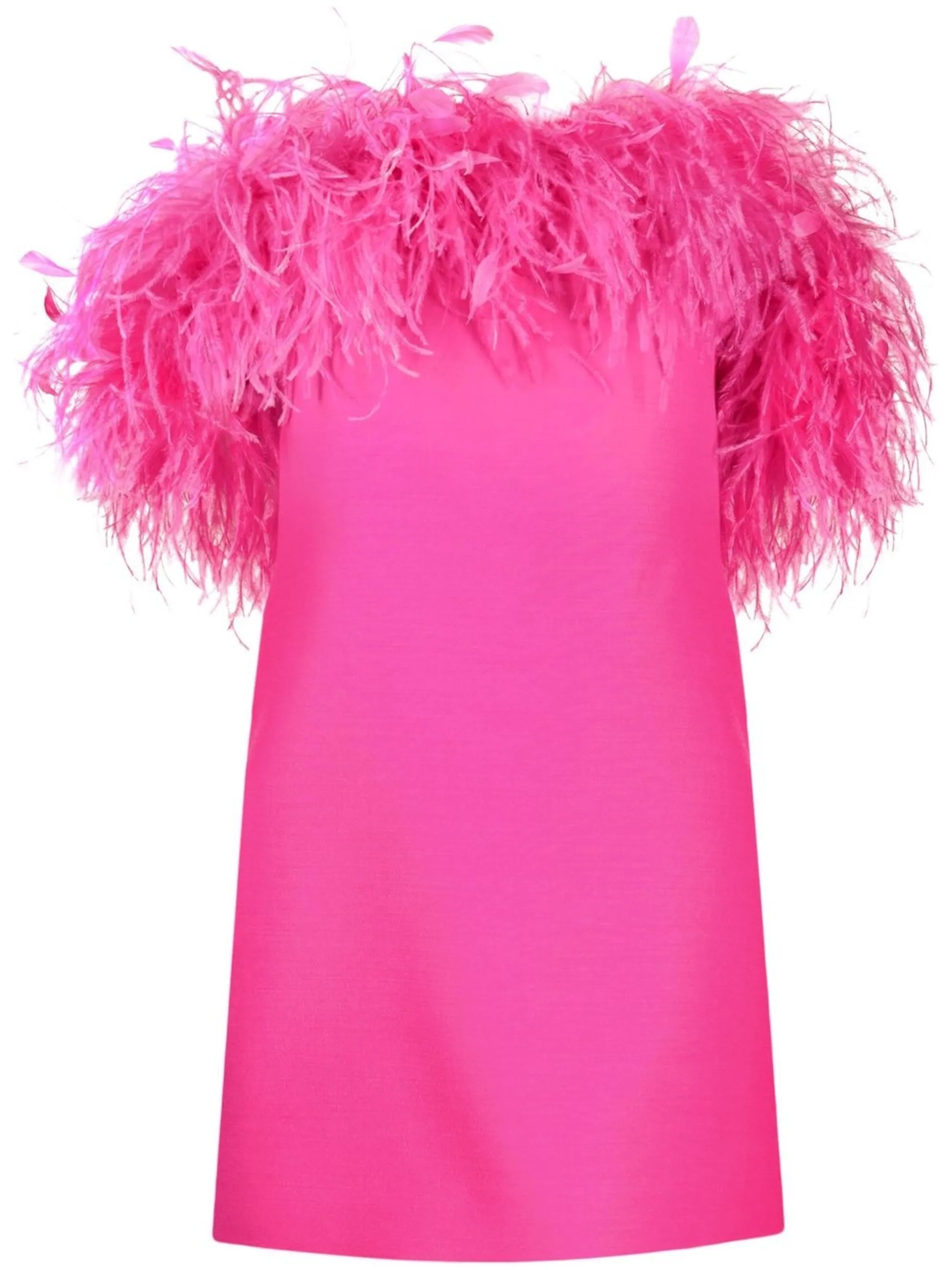 feather-trim minidress