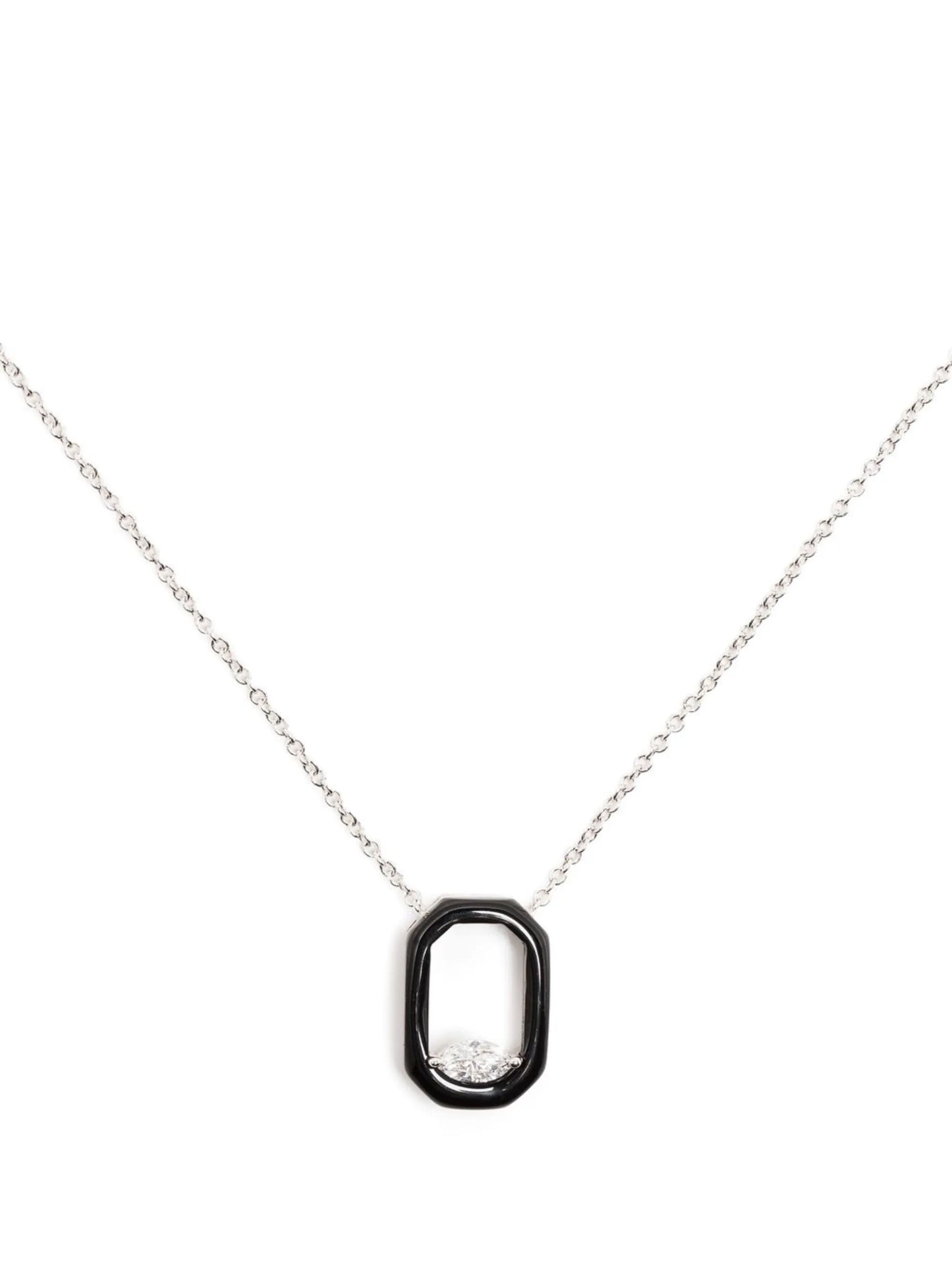 18kt white gold diamond and enamel necklace