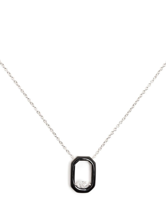 18kt white gold diamond and enamel necklace
