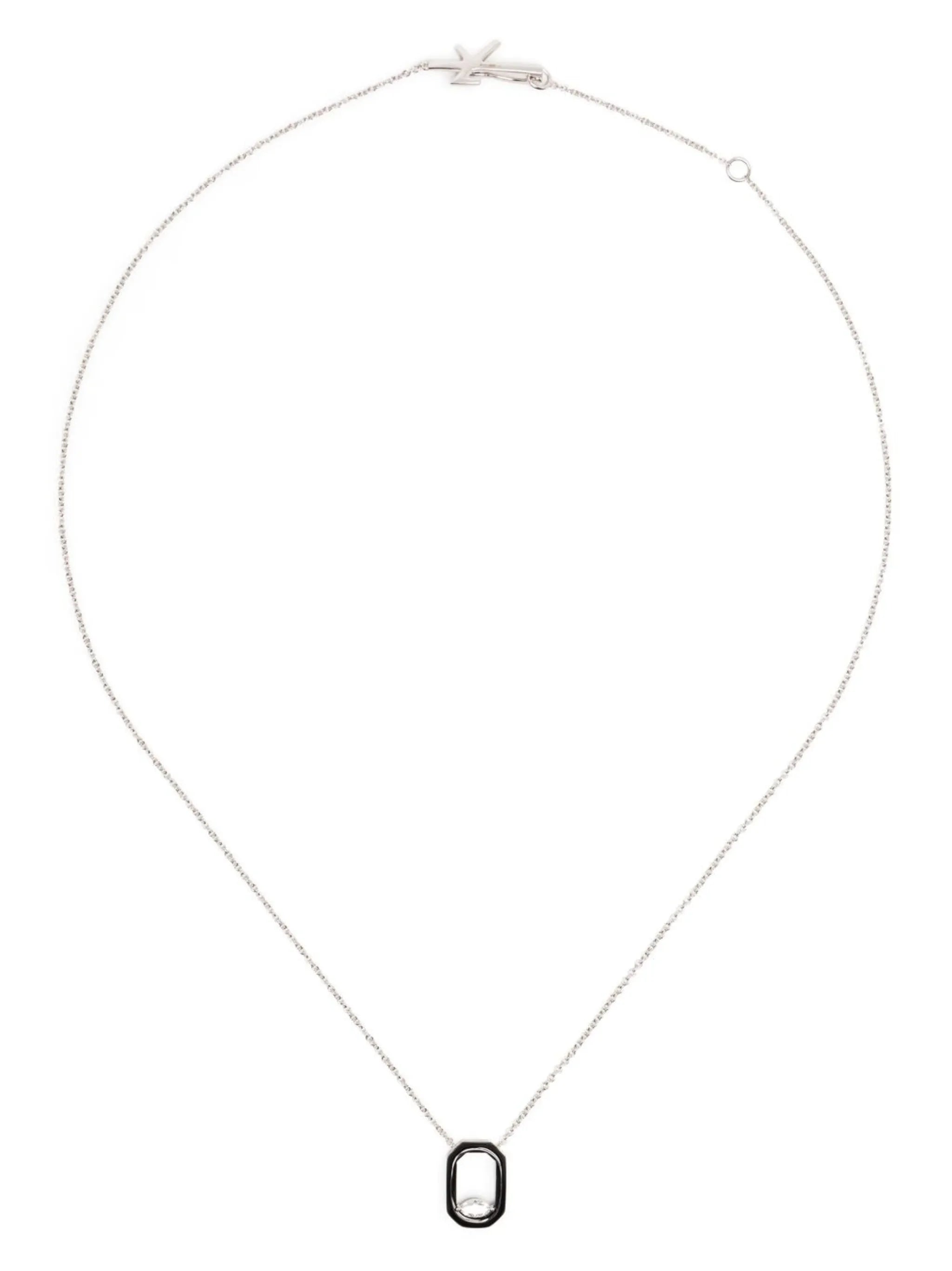 18kt white gold diamond and enamel necklace