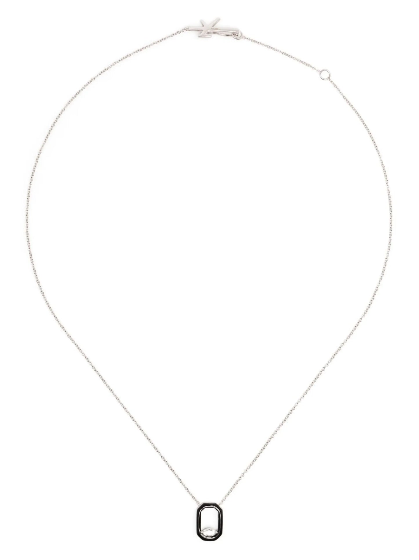 18kt white gold diamond and enamel necklace