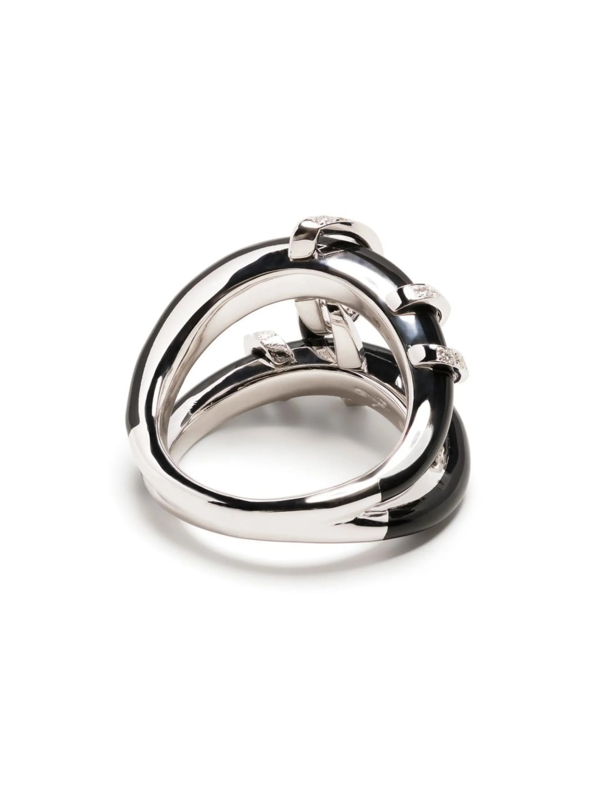 18kt white gold diamond and enamel ring
