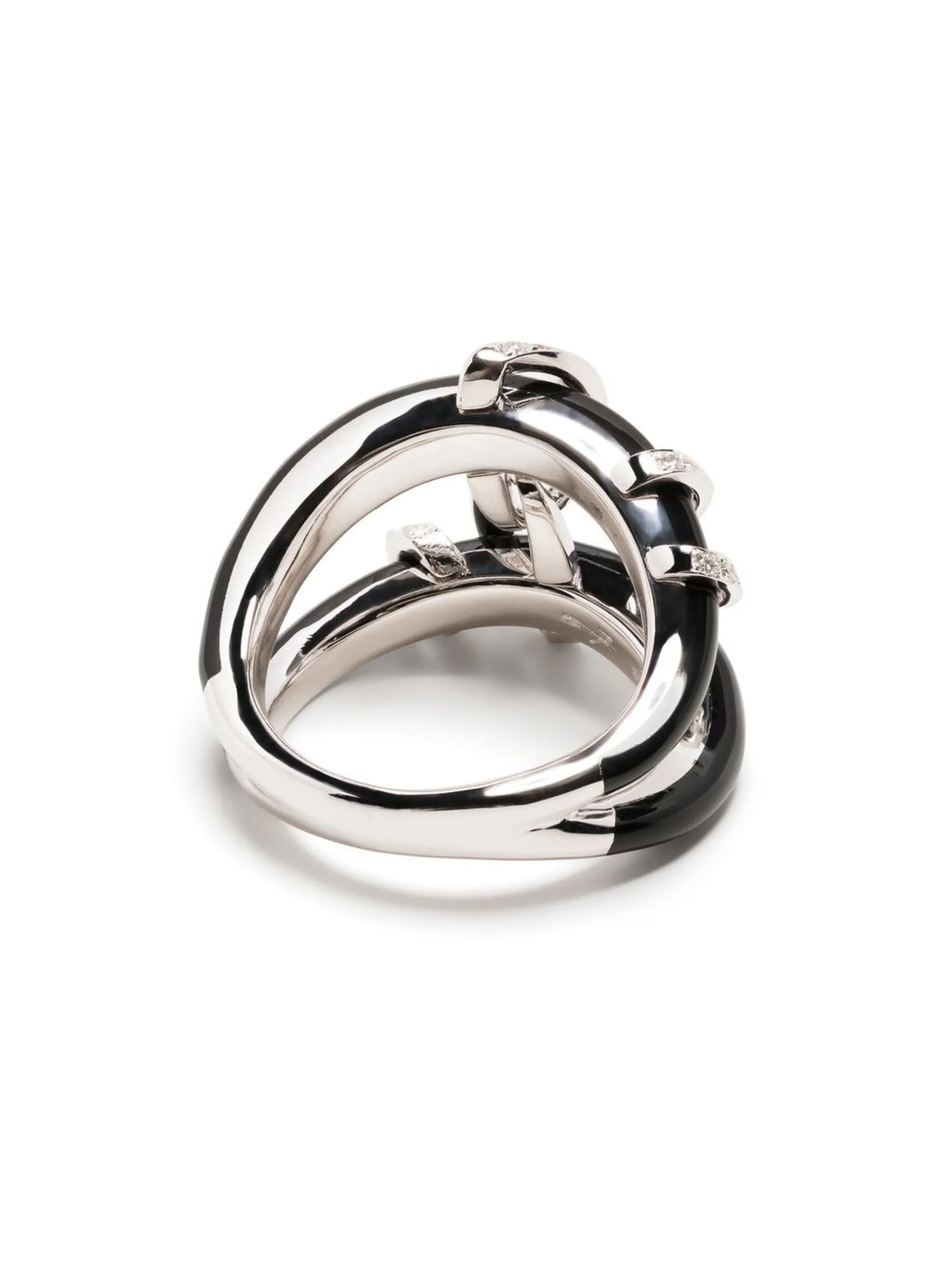 18kt white gold diamond and enamel ring