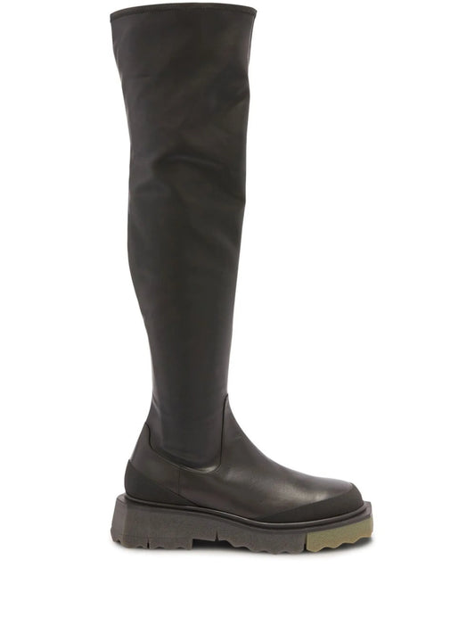 knee-length leather boots