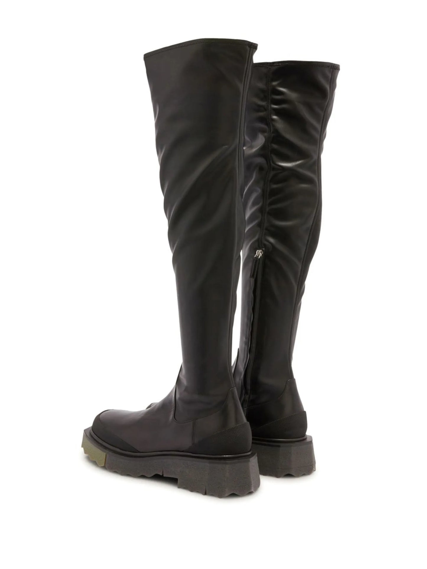 knee-length leather boots