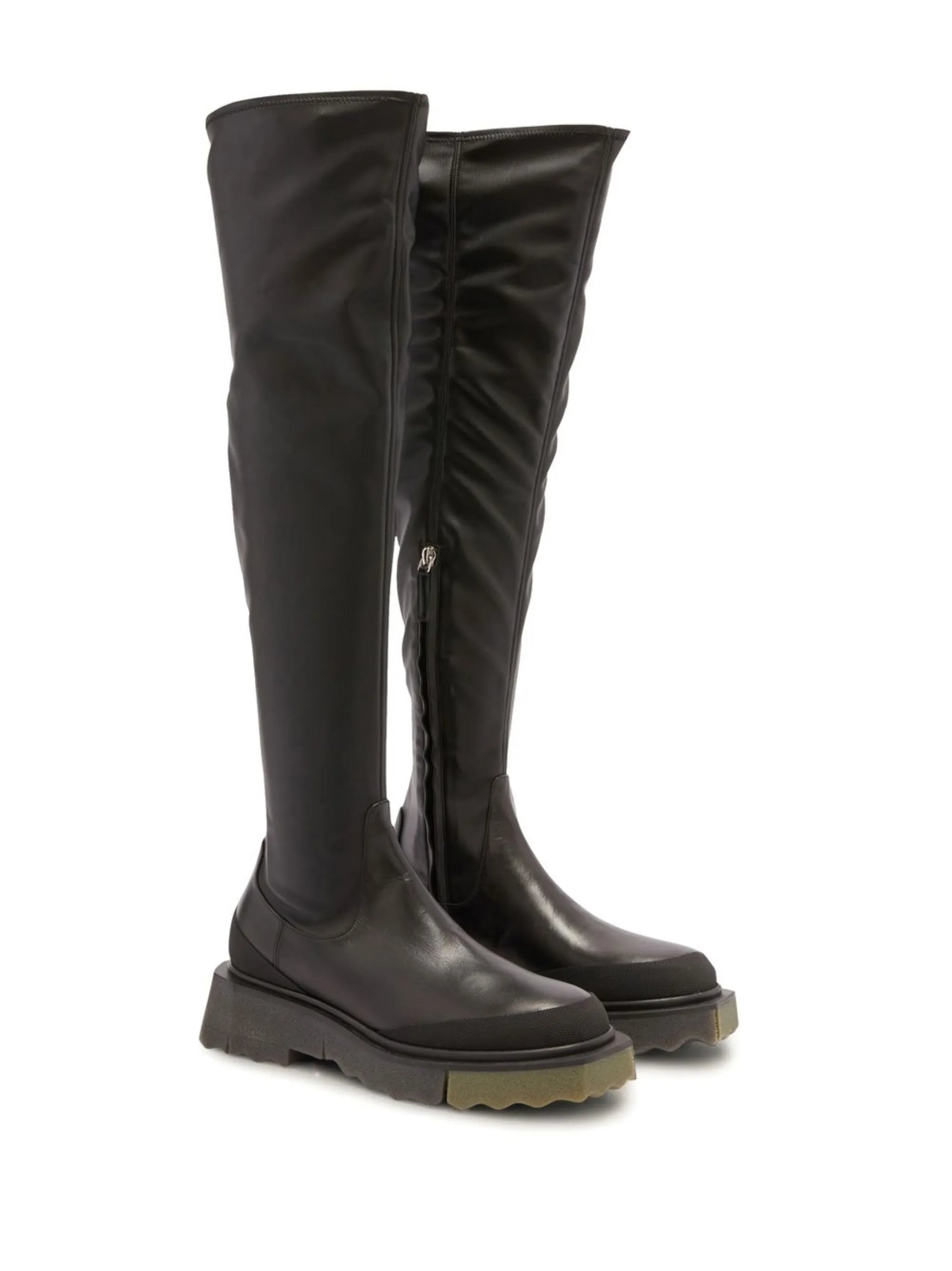 knee-length leather boots