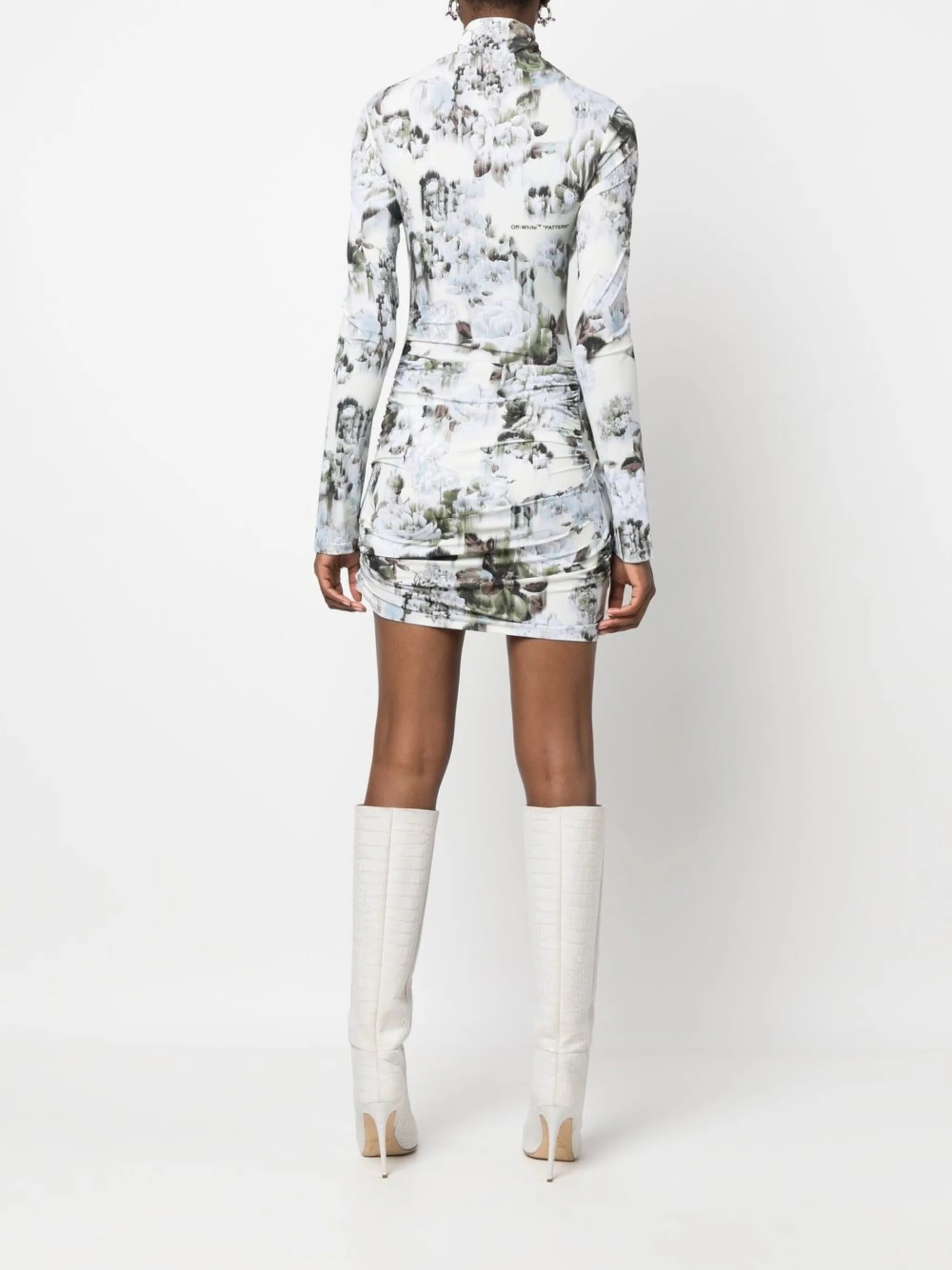asymmetric floral-print dress